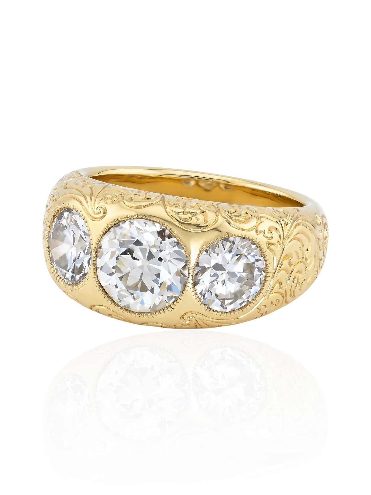 Sophia D. Three Stone Diamond Ring in 18K Yellow Gold