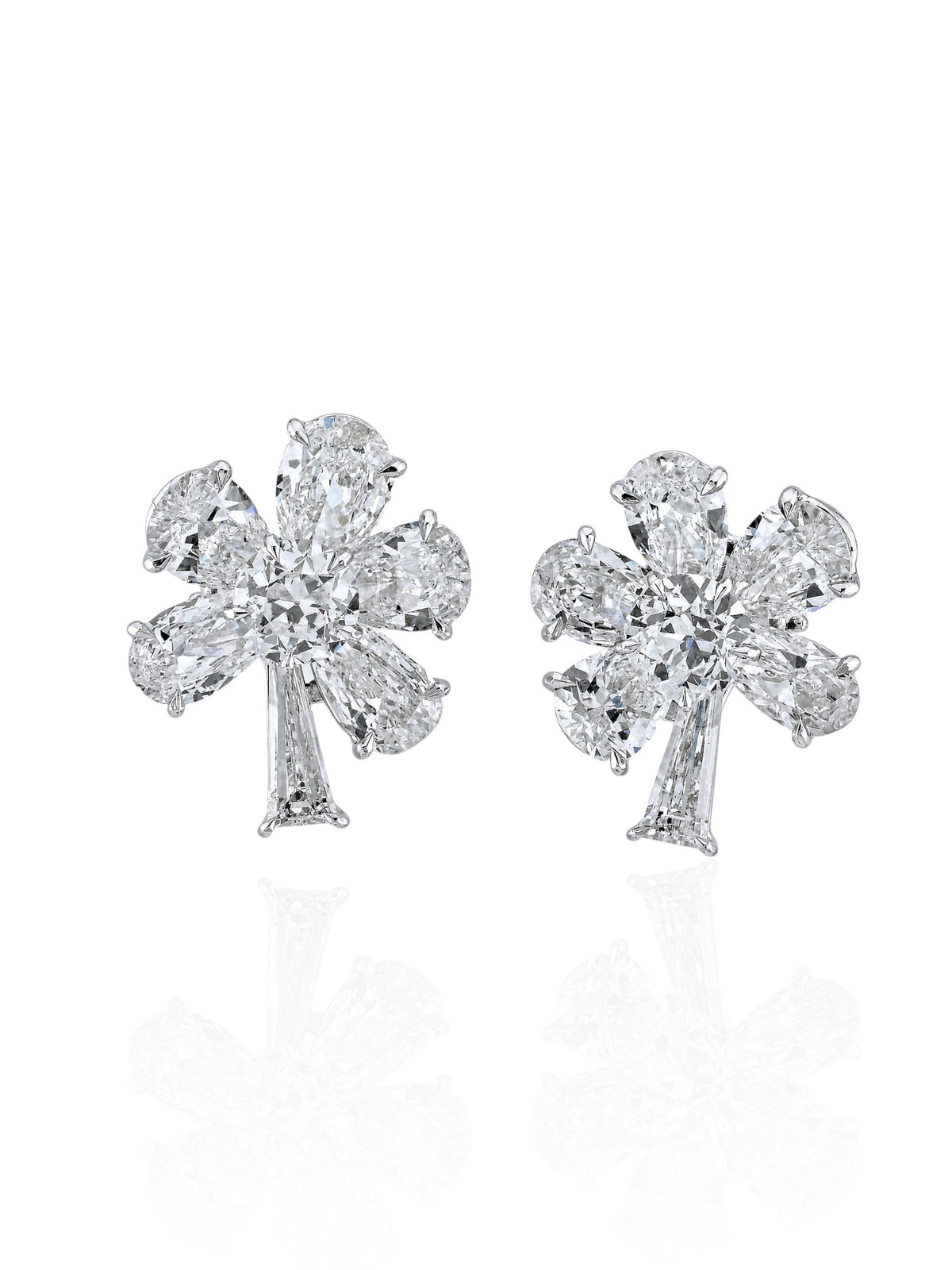 Sophia D. Mixed Cut Diamond Floral Earrings in Platinum