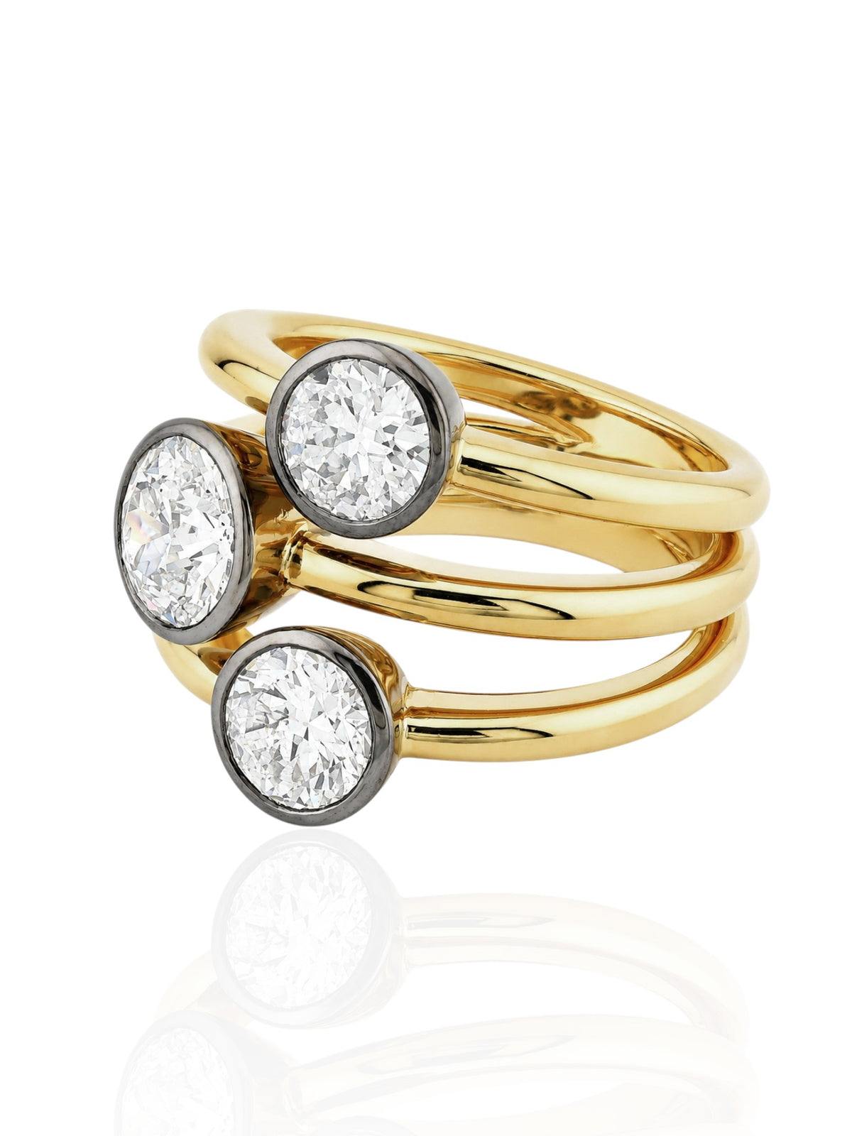 Sophia D. Three Stone Diamond Ring in 18K Yellow Gold