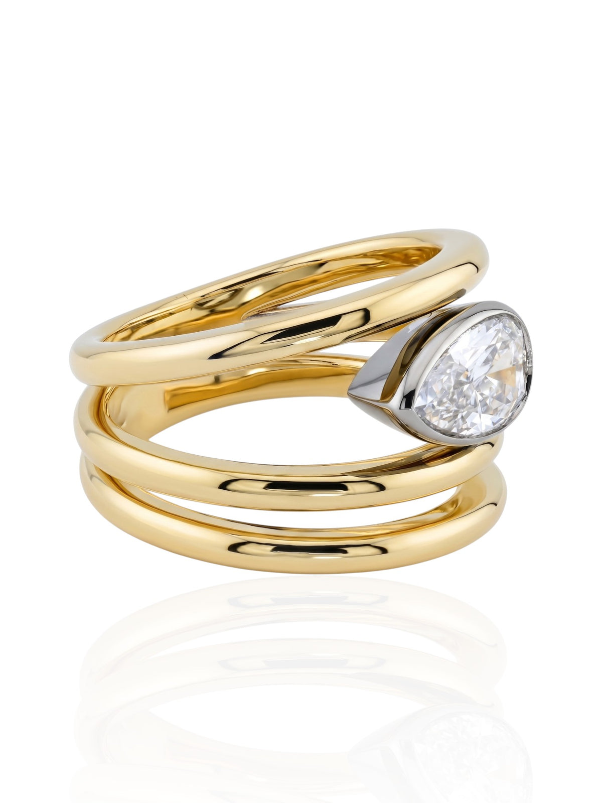 Sophia D. Pear Shape Diamond Ring in Platinum and 18K Yellow Gold