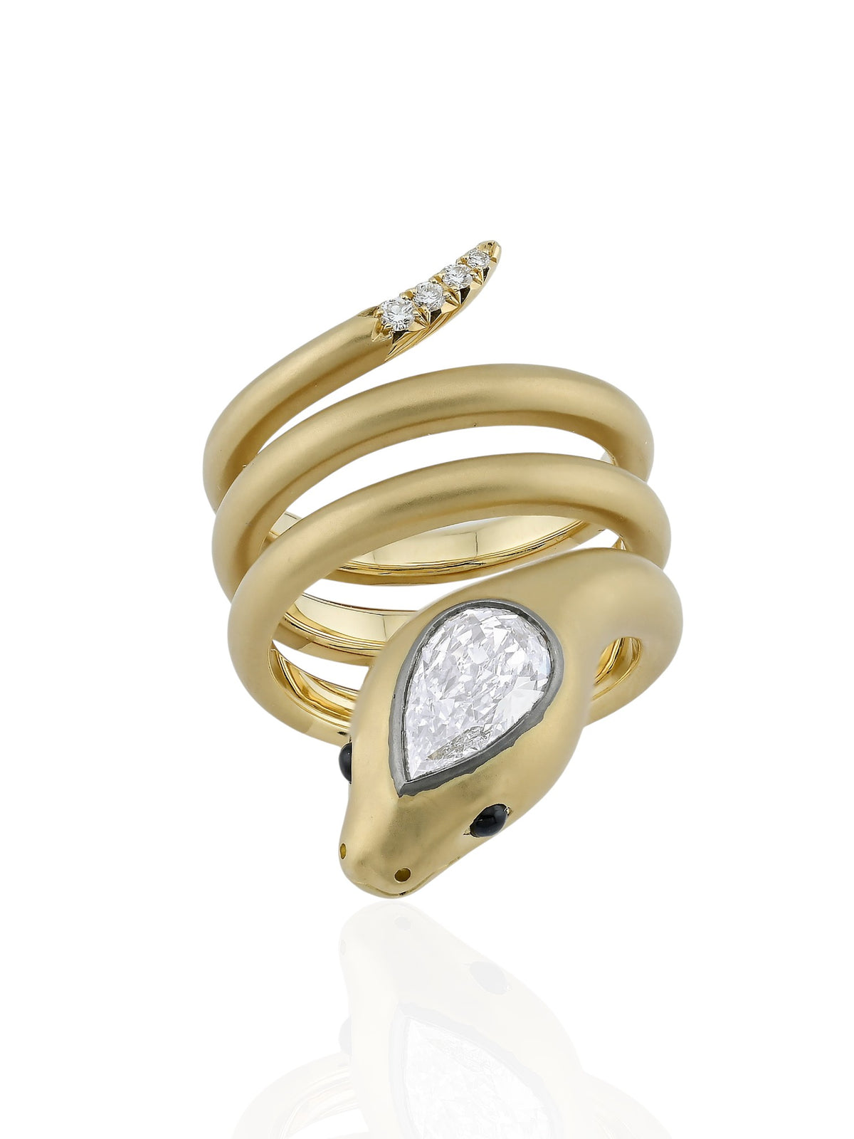 Sophia D. Diamond and Onyx Snake Ring in Platinum and 18K Yellow Gold