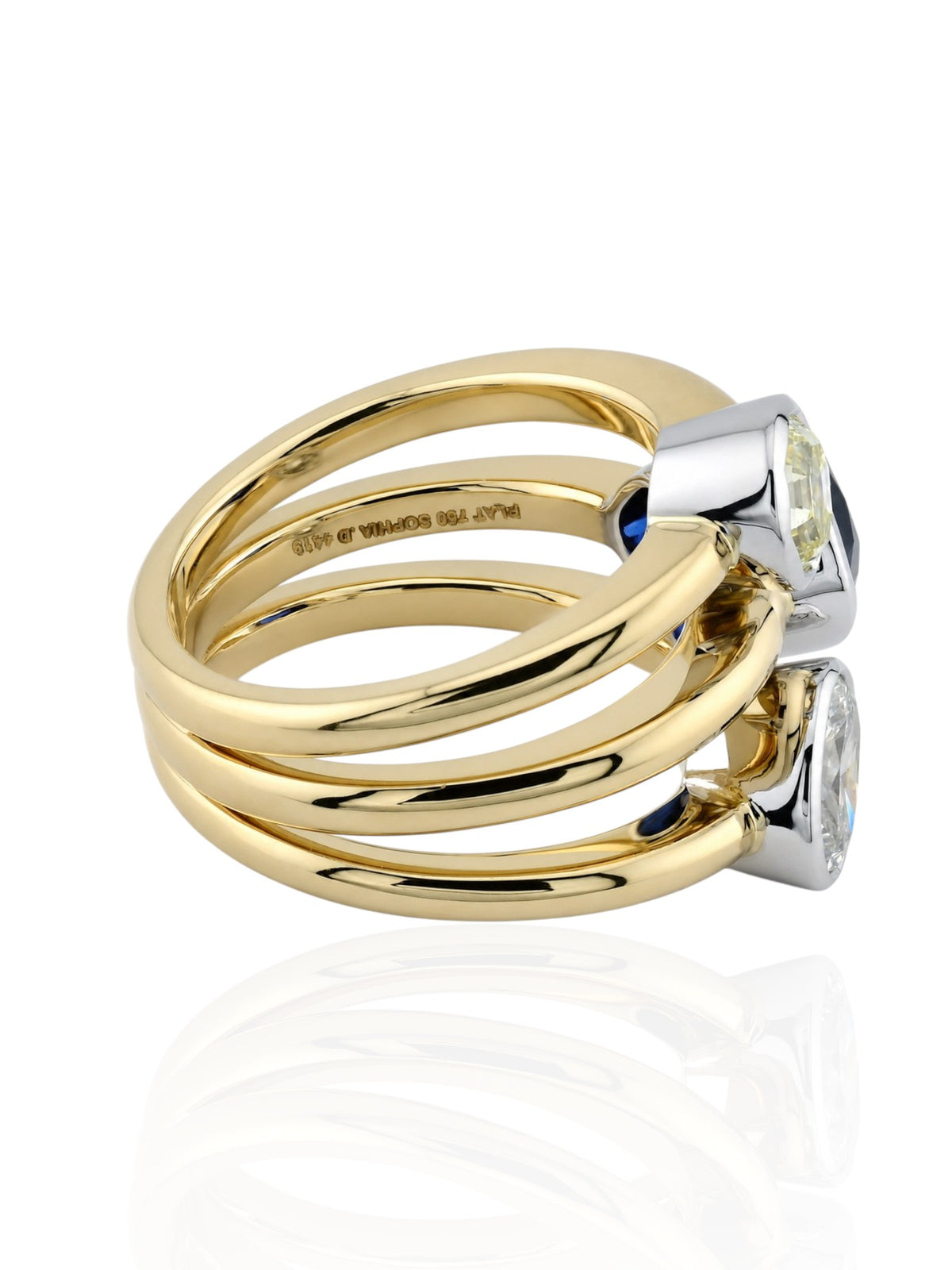 Sophia D Sapphire and Mixed Diamond Ring in Platinum and 18K Yellow Gold