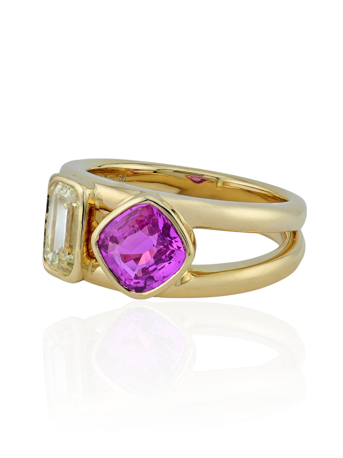 Sophia D. Pink Sapphire and Diamond Ring in 18K Yellow Gold