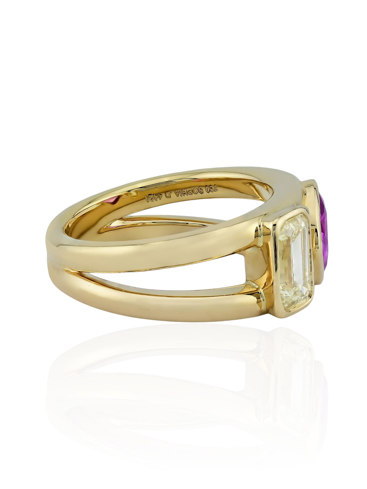 Sophia D. Pink Sapphire and Diamond Ring in 18K Yellow Gold