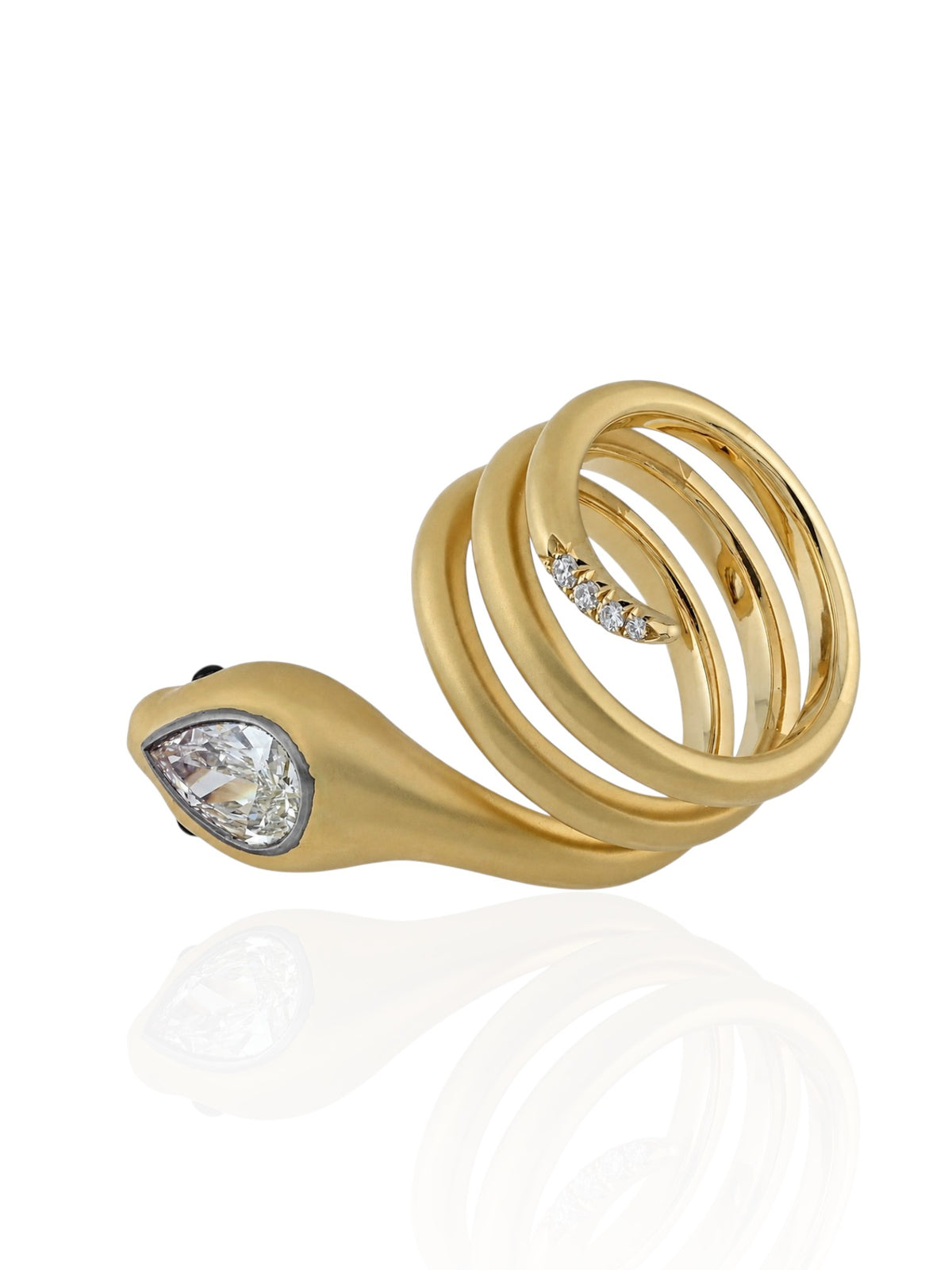 Sophia D. Diamond and Onyx Snake Ring in Platinum and 18K Yellow Gold