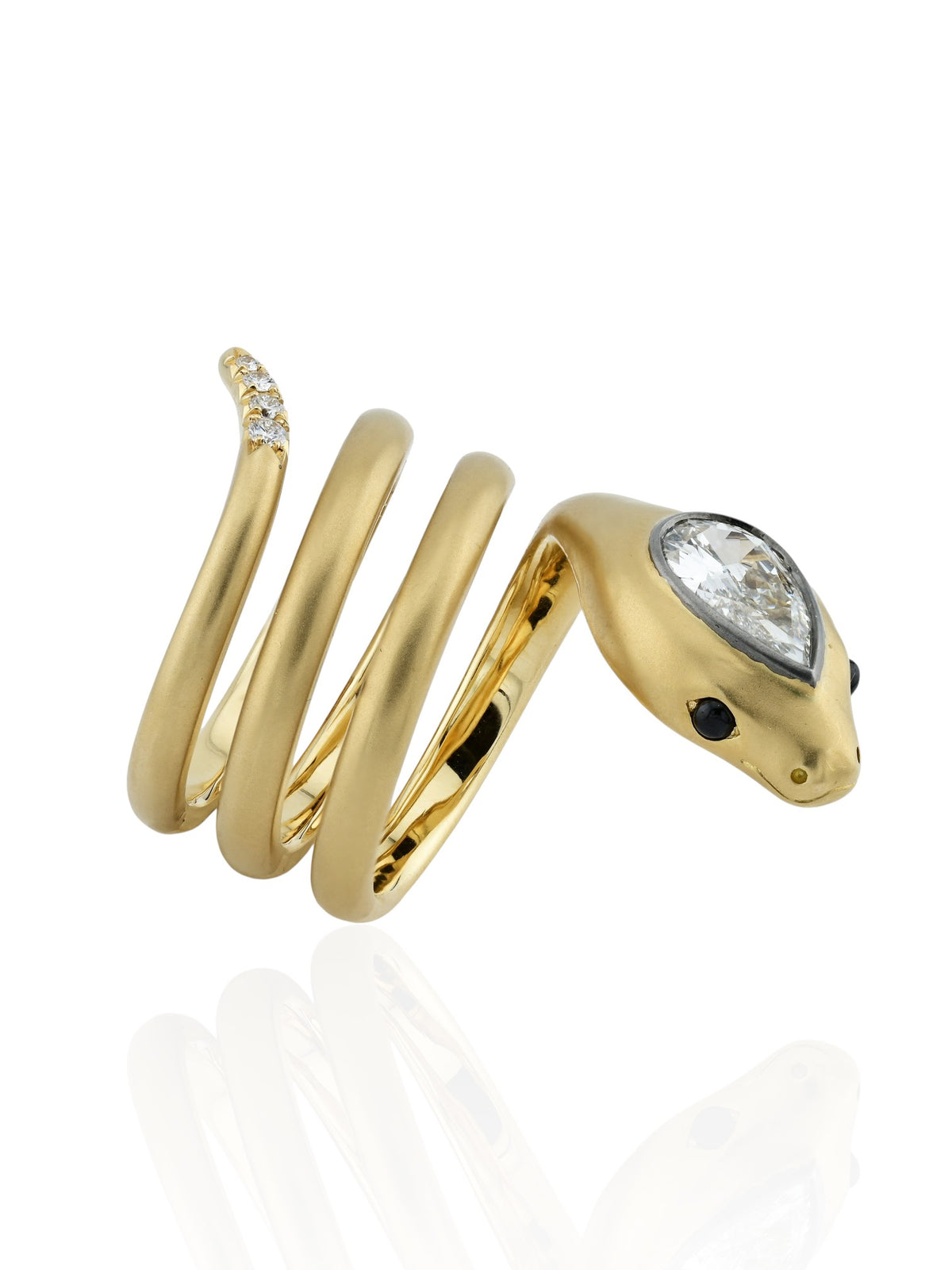 Sophia D. Diamond and Onyx Snake Ring in Platinum and 18K Yellow Gold