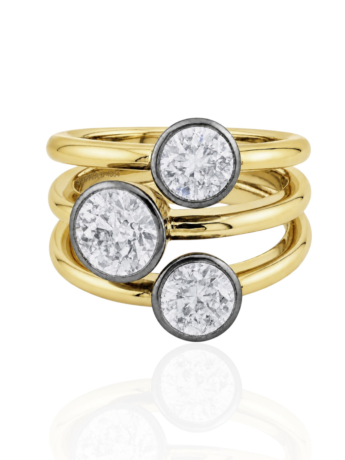 Sophia D. Three Stone Diamond Ring in 18K Yellow Gold
