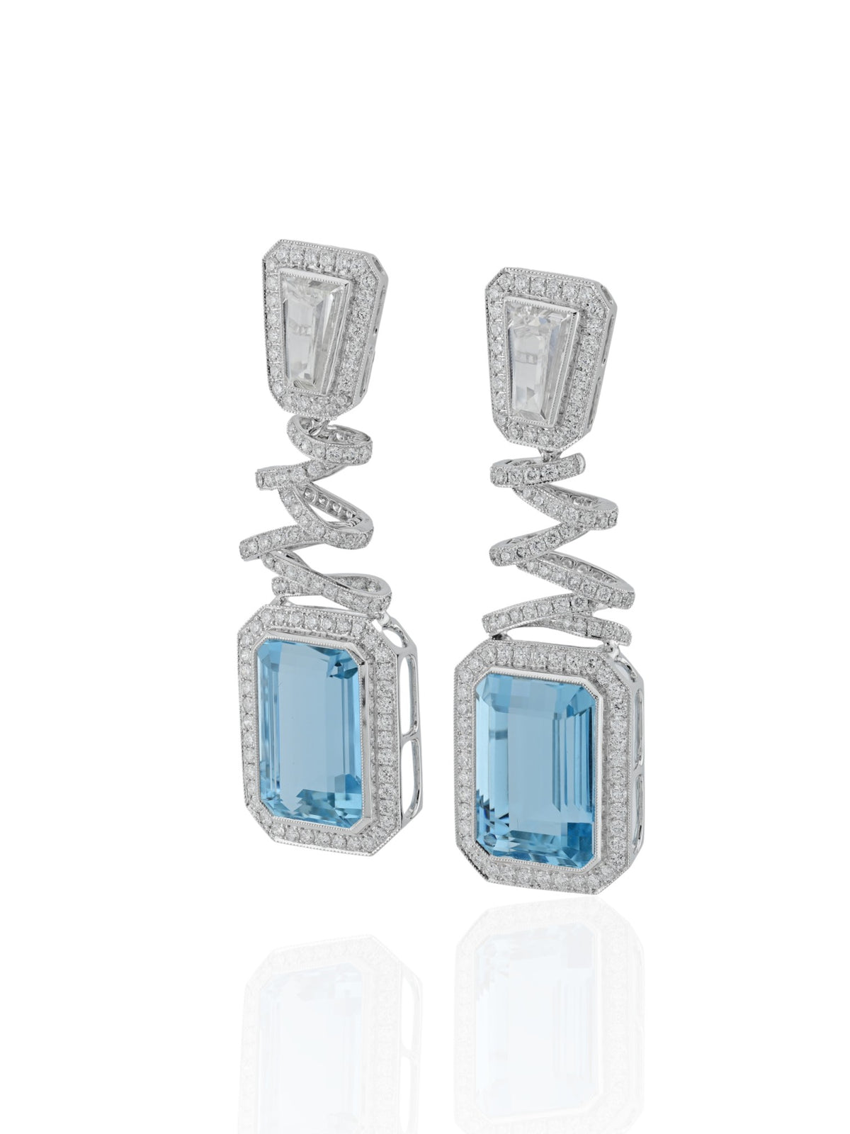 Sophia D. Aquamarine and Diamond Drop Earrings in Platinum