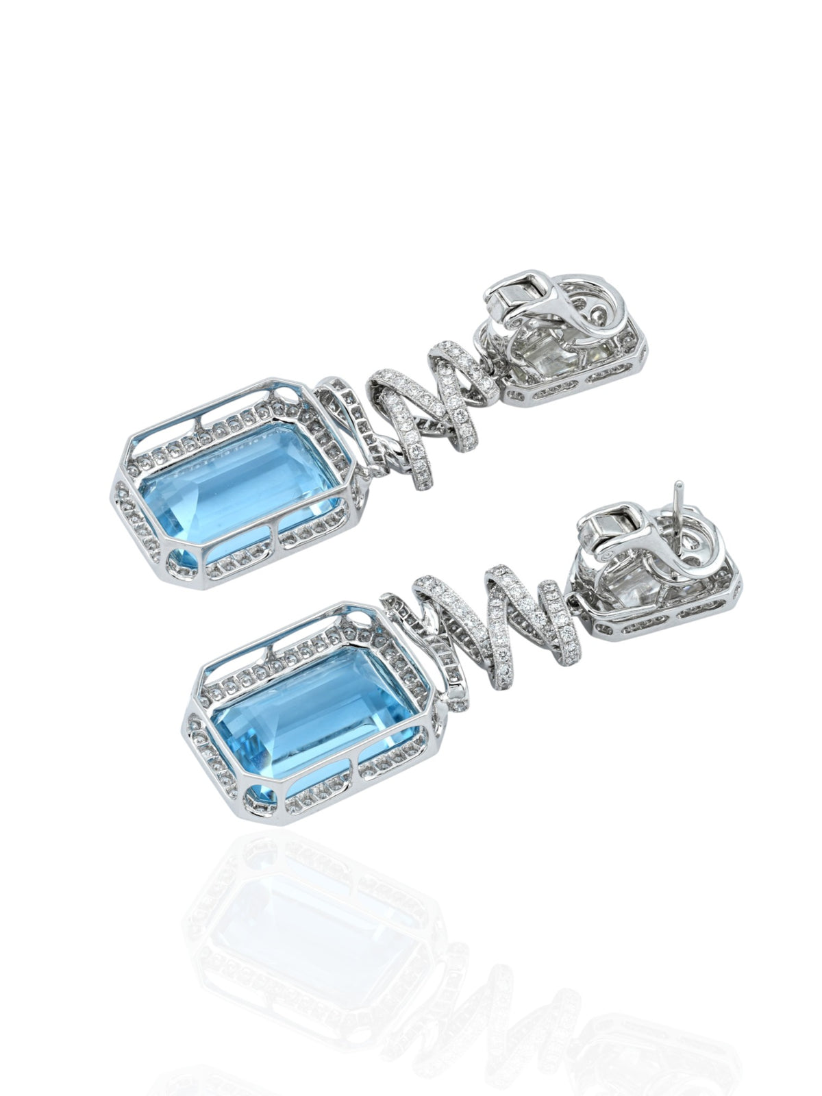 Sophia D. Aquamarine and Diamond Drop Earrings in Platinum