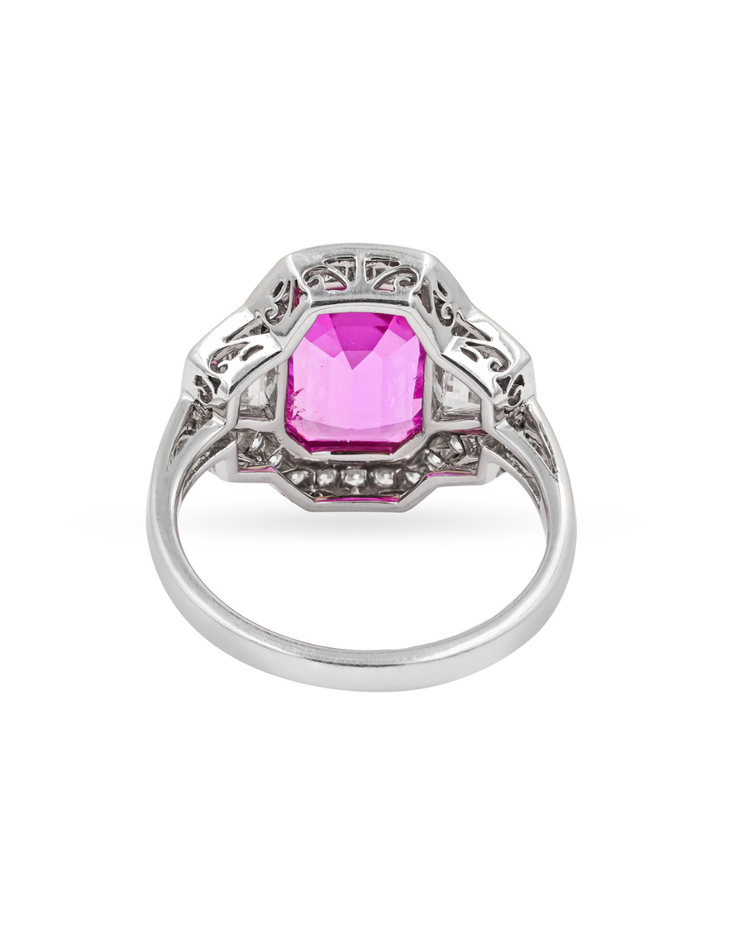 Sophia D. Pink Sapphire Ring with Diamond Trapezoids