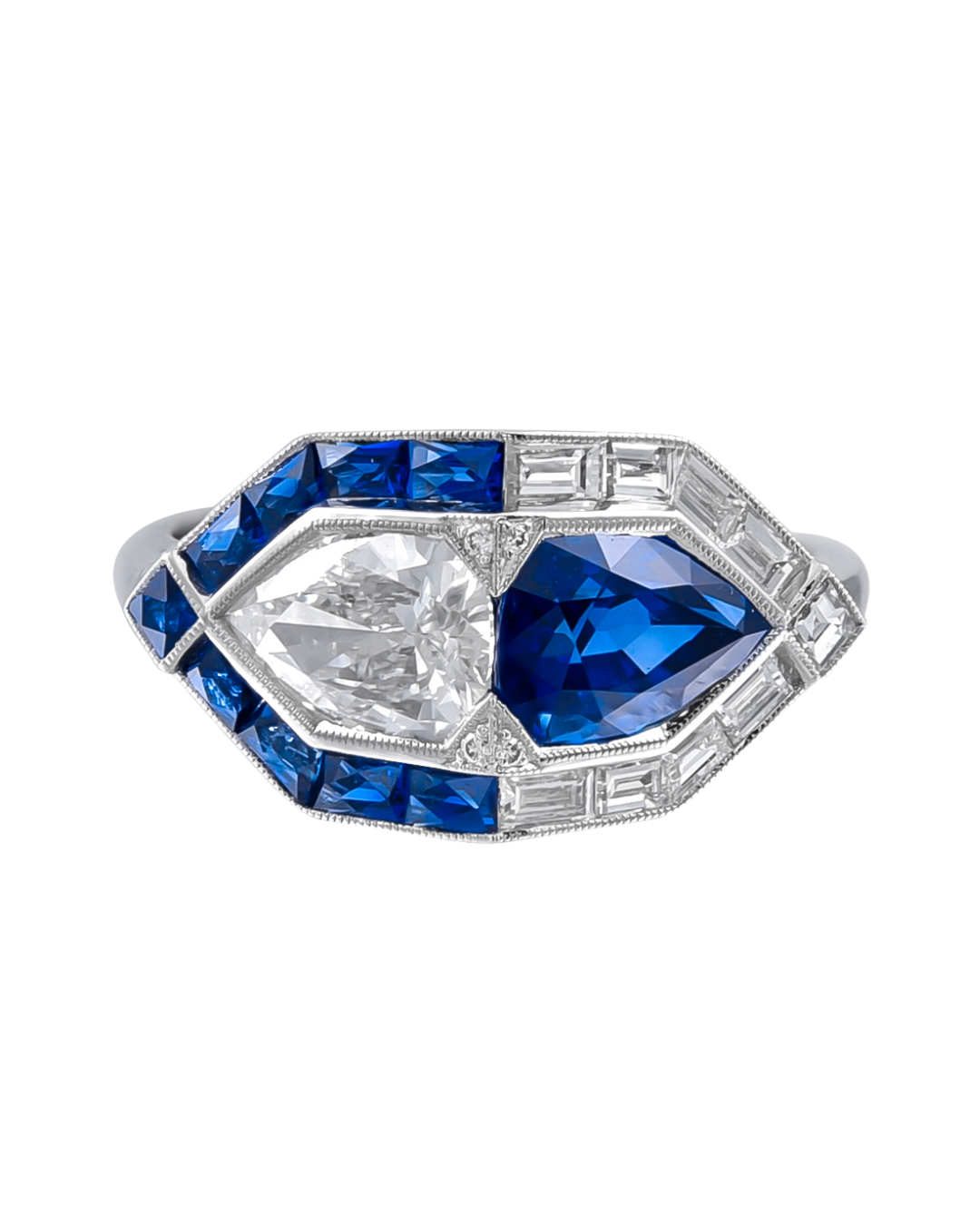 Sophia D. S Deco Ring with Sapphire and Diamond