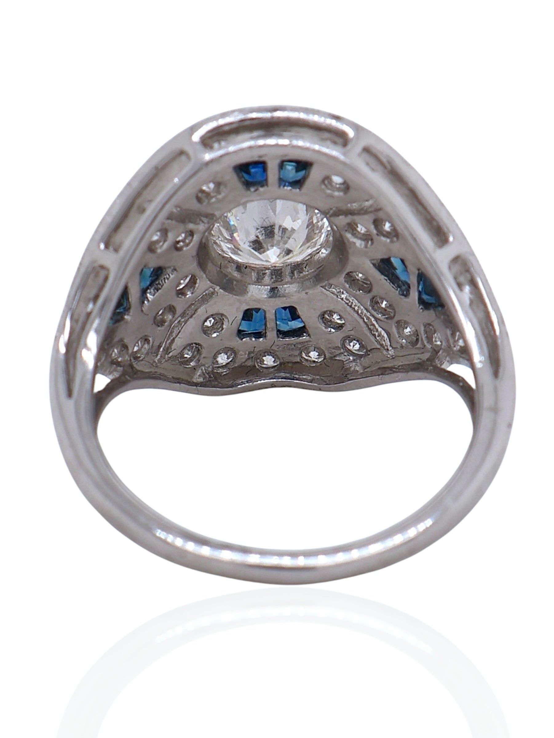 Sophia D Art Deco Diamond and Sapphire Ring in Platinum
