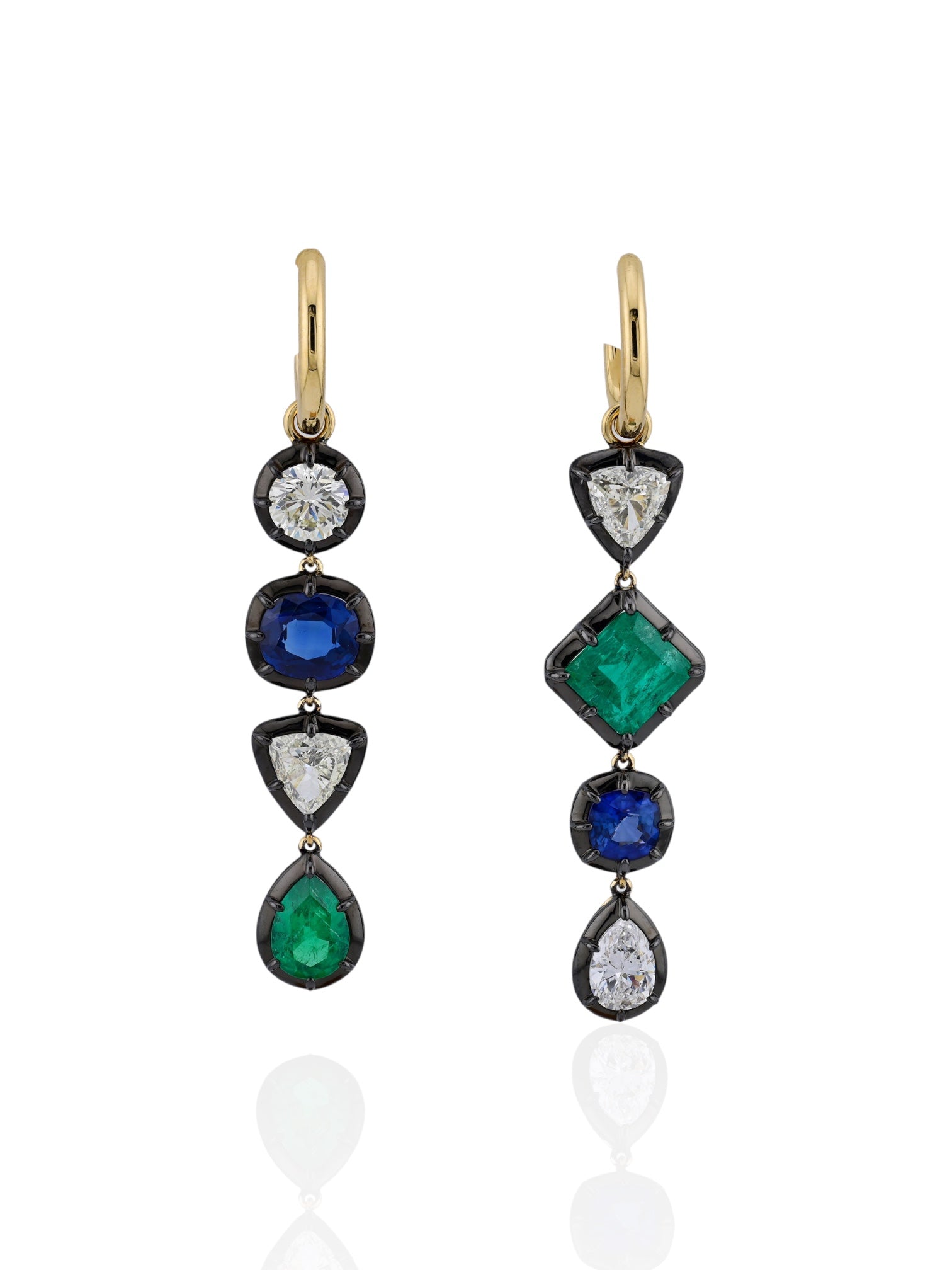 Sophia D Mixed Gemstone Drop Earrings 18K Yellow Gold and Silver
