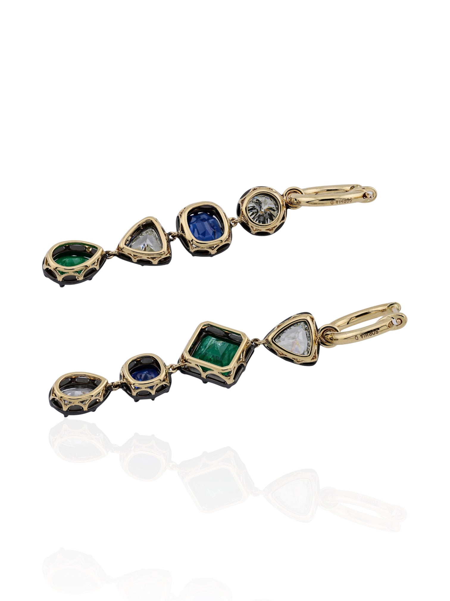 Sophia D Mixed Gemstone Drop Earrings 18K Yellow Gold and Silver