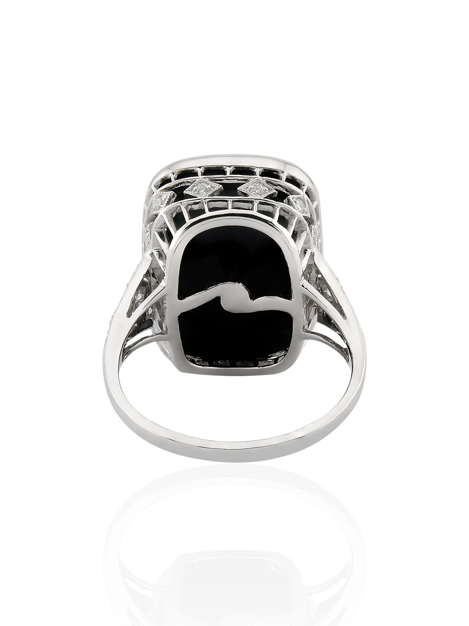 Sophia D Art Deco Onyx and Diamond Platinum Ring