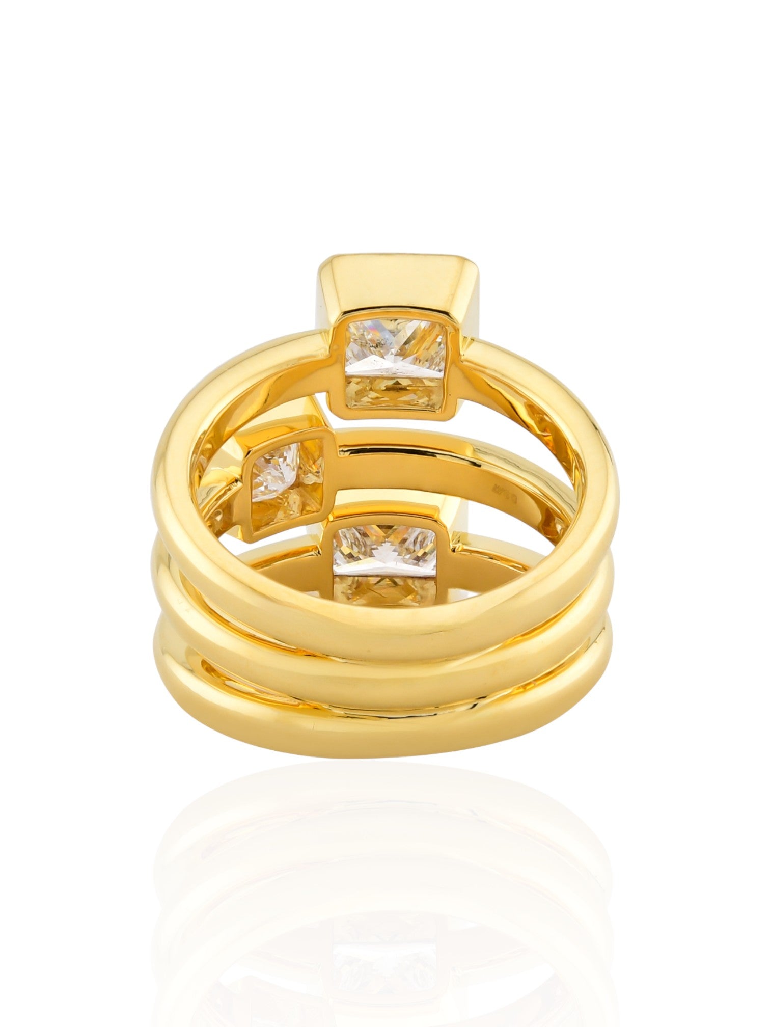 Sophia D Three-Stone Princess-Cut Diamond 18K Yellow Gold Ring