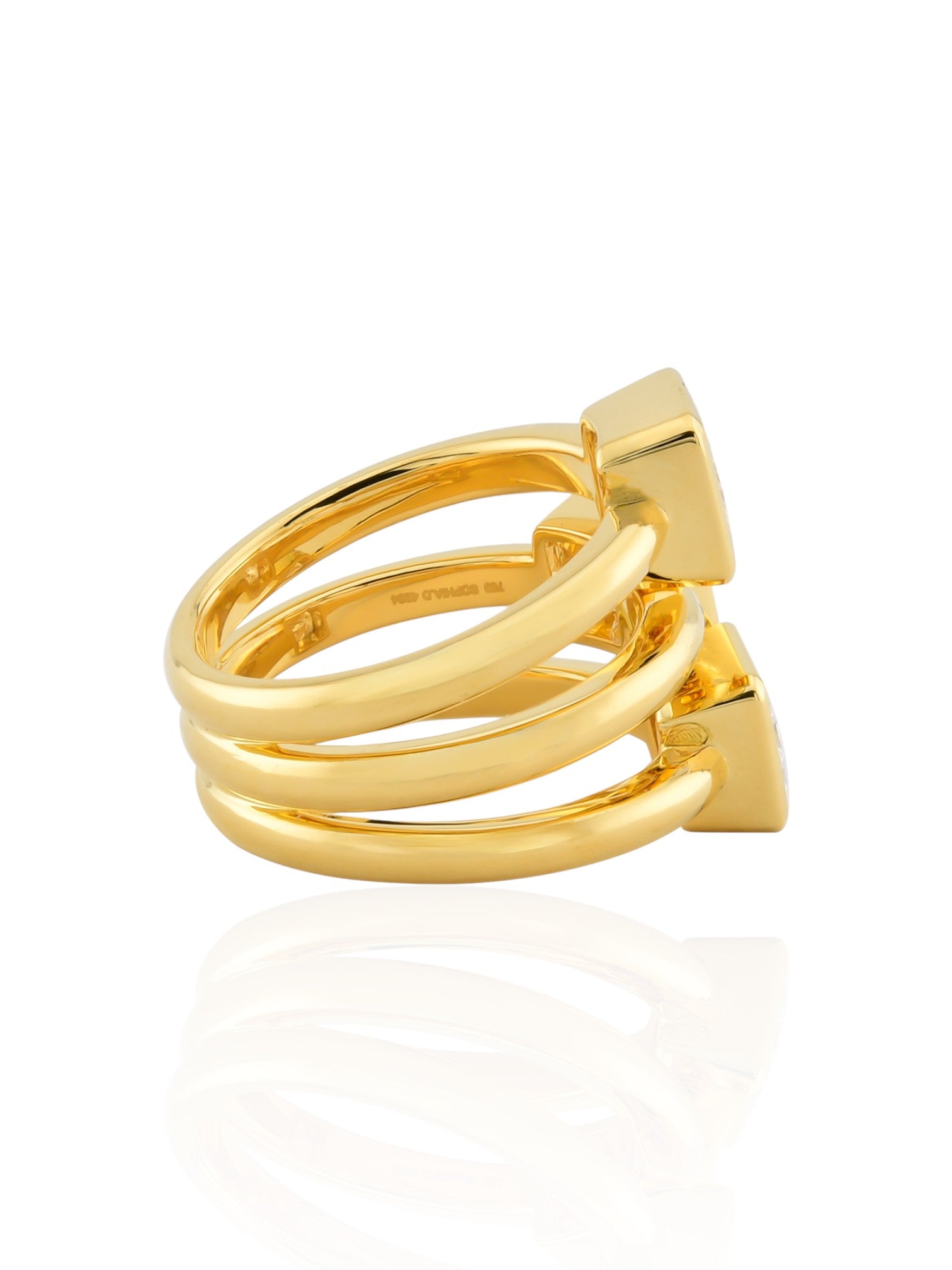 Sophia D Three-Stone Princess-Cut Diamond 18K Yellow Gold Ring