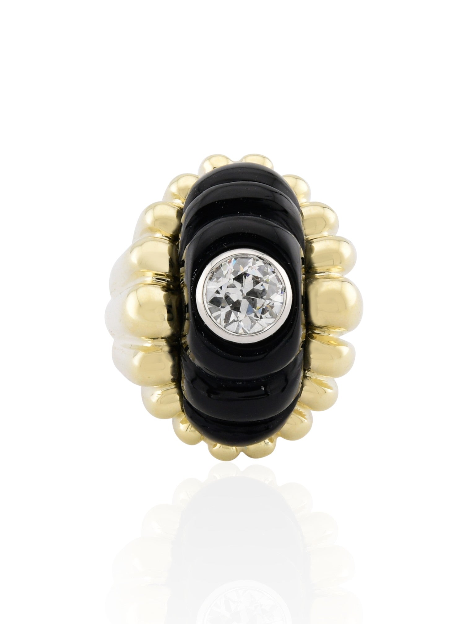Sophia D Onyx and Diamond Platinum and 18K Yellow Gold Ring