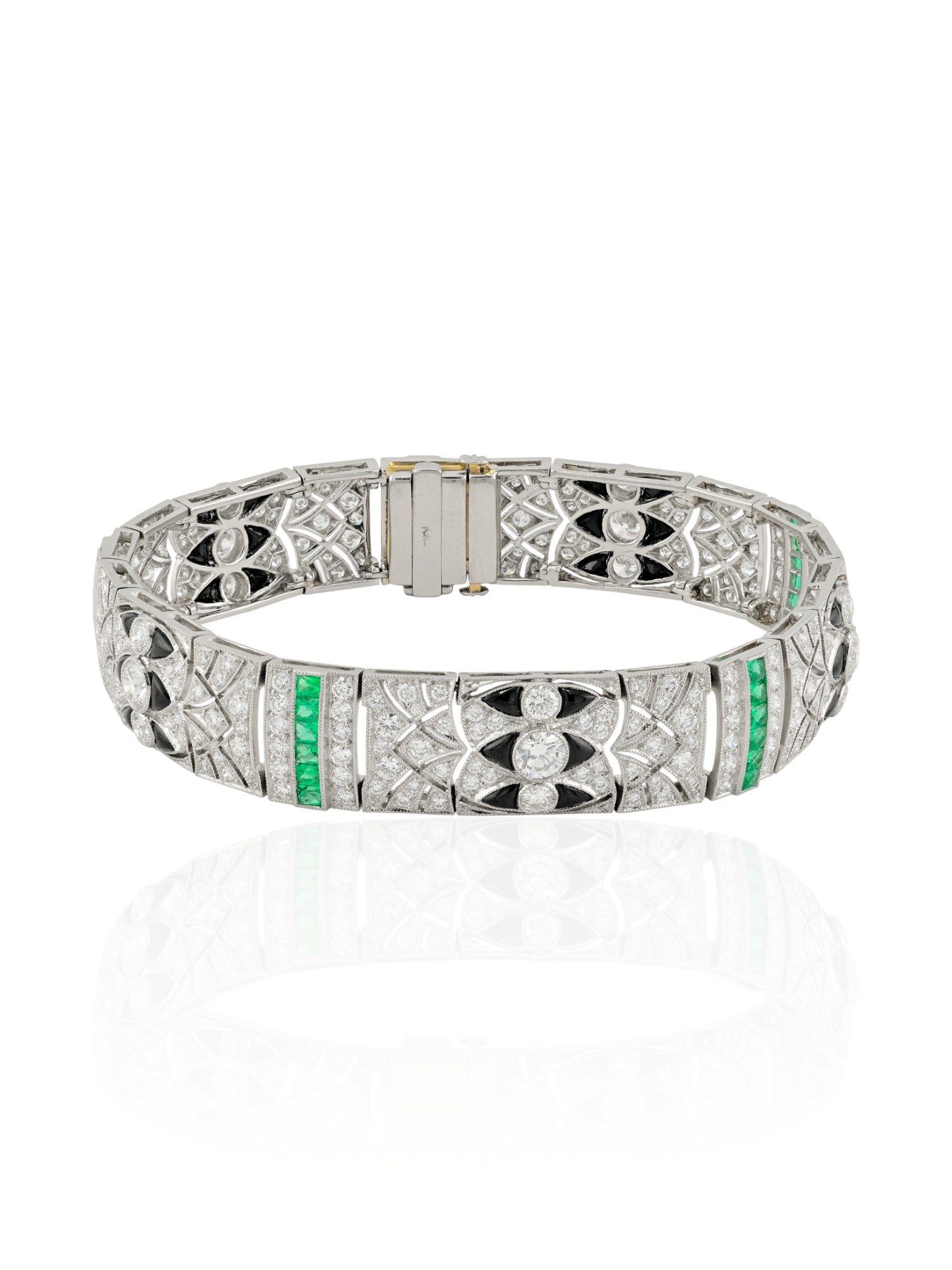 Sophia D Art Deco Emerald and Diamond Platinum Bracelet