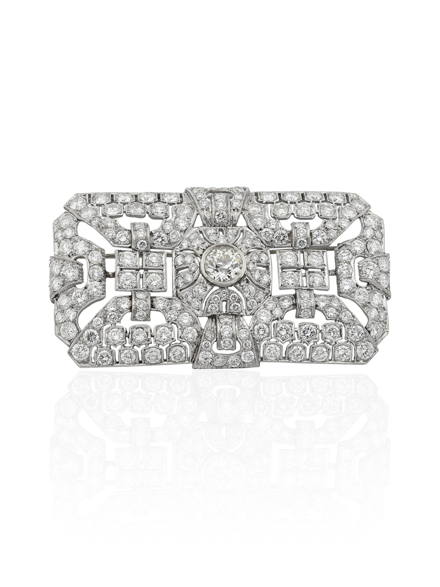Sophia D Art Deco Platinum Diamond Brooch