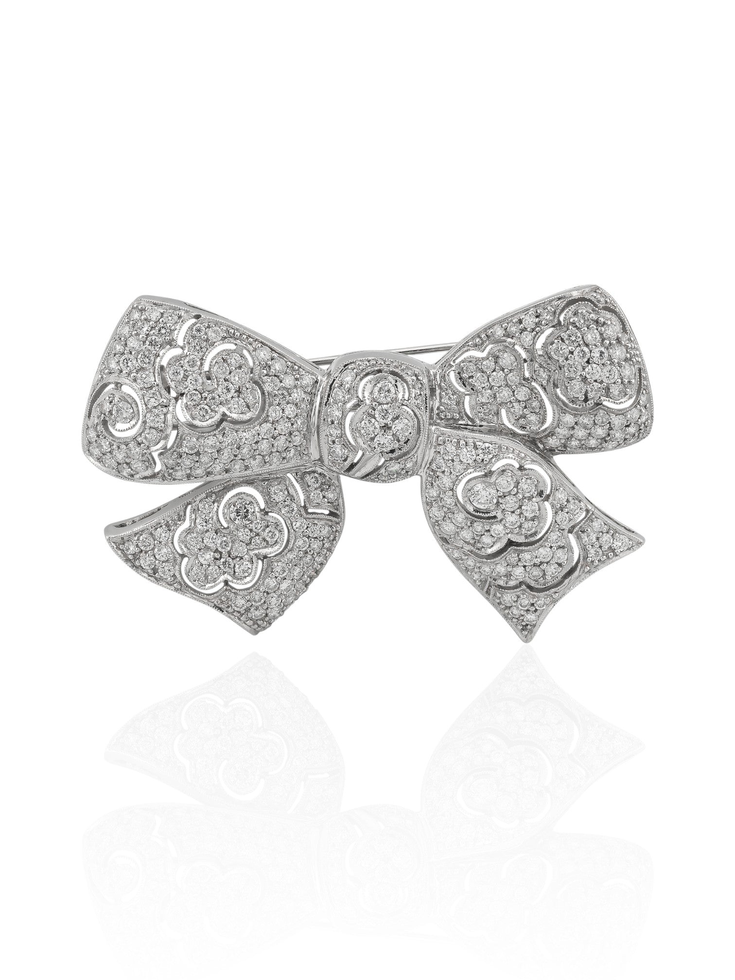Platinum Diamond Bow Brooch