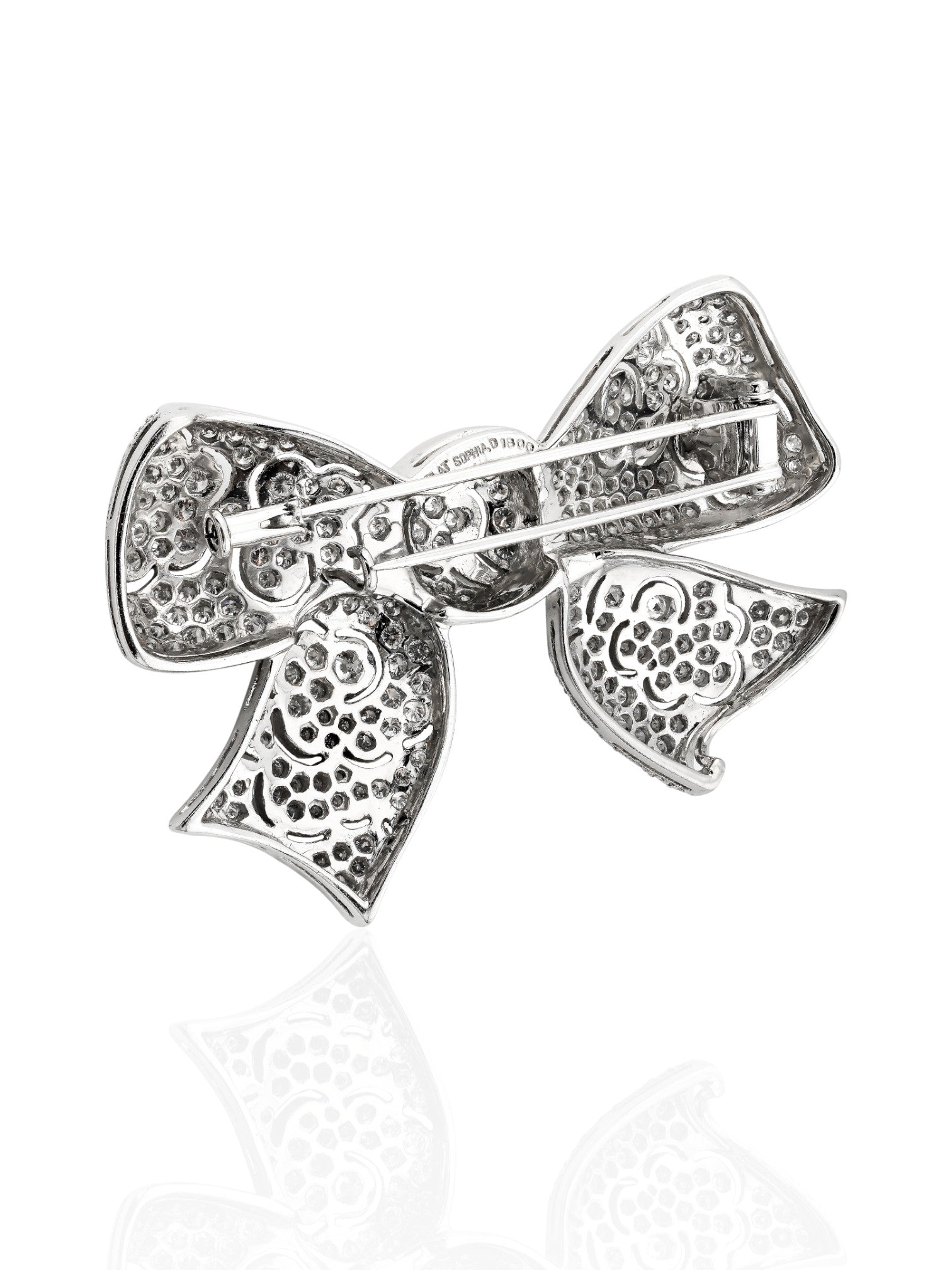 Platinum Diamond Bow Brooch