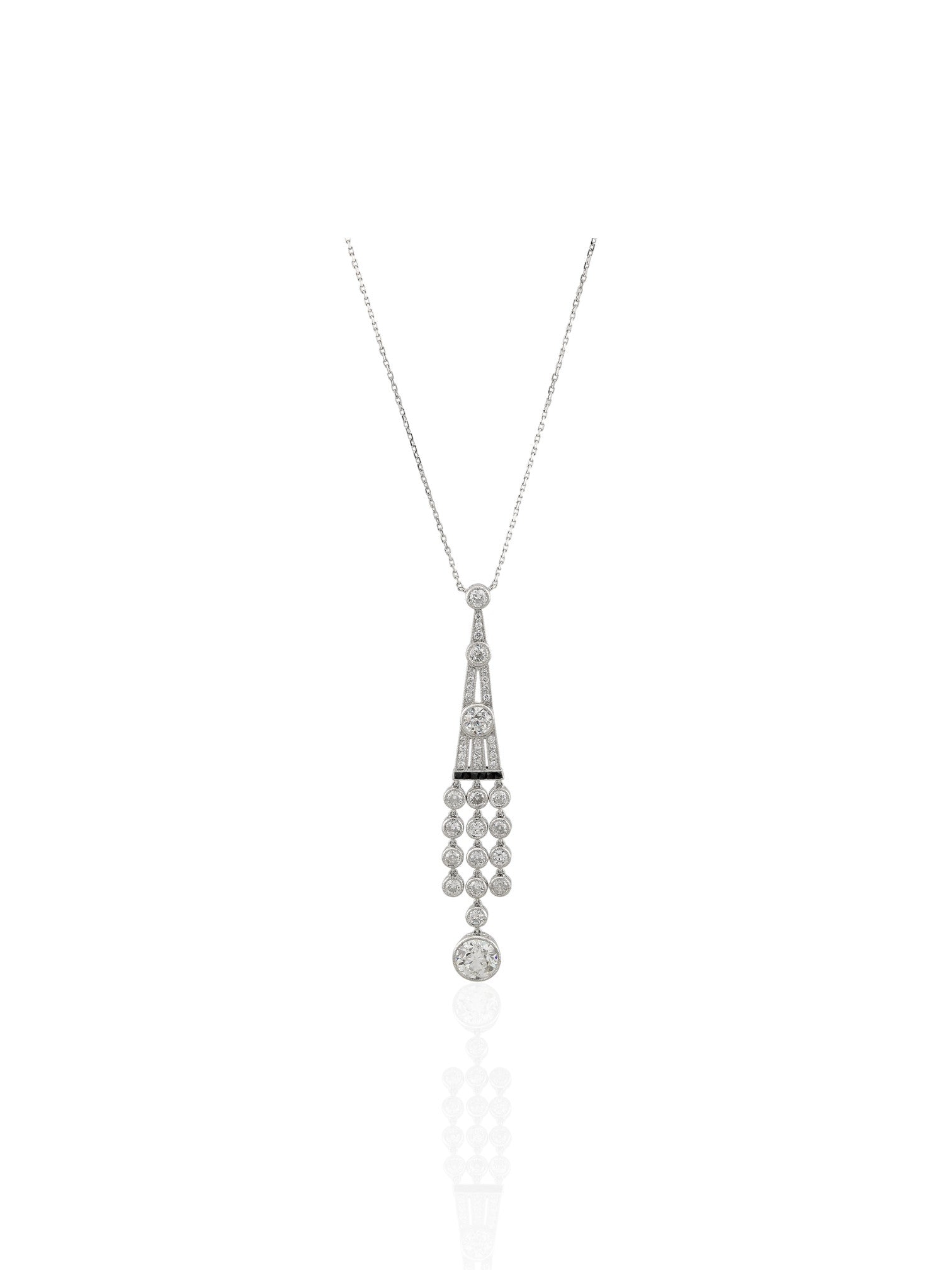Sophia D Art Deco Diamond Drop Necklace in Platinum