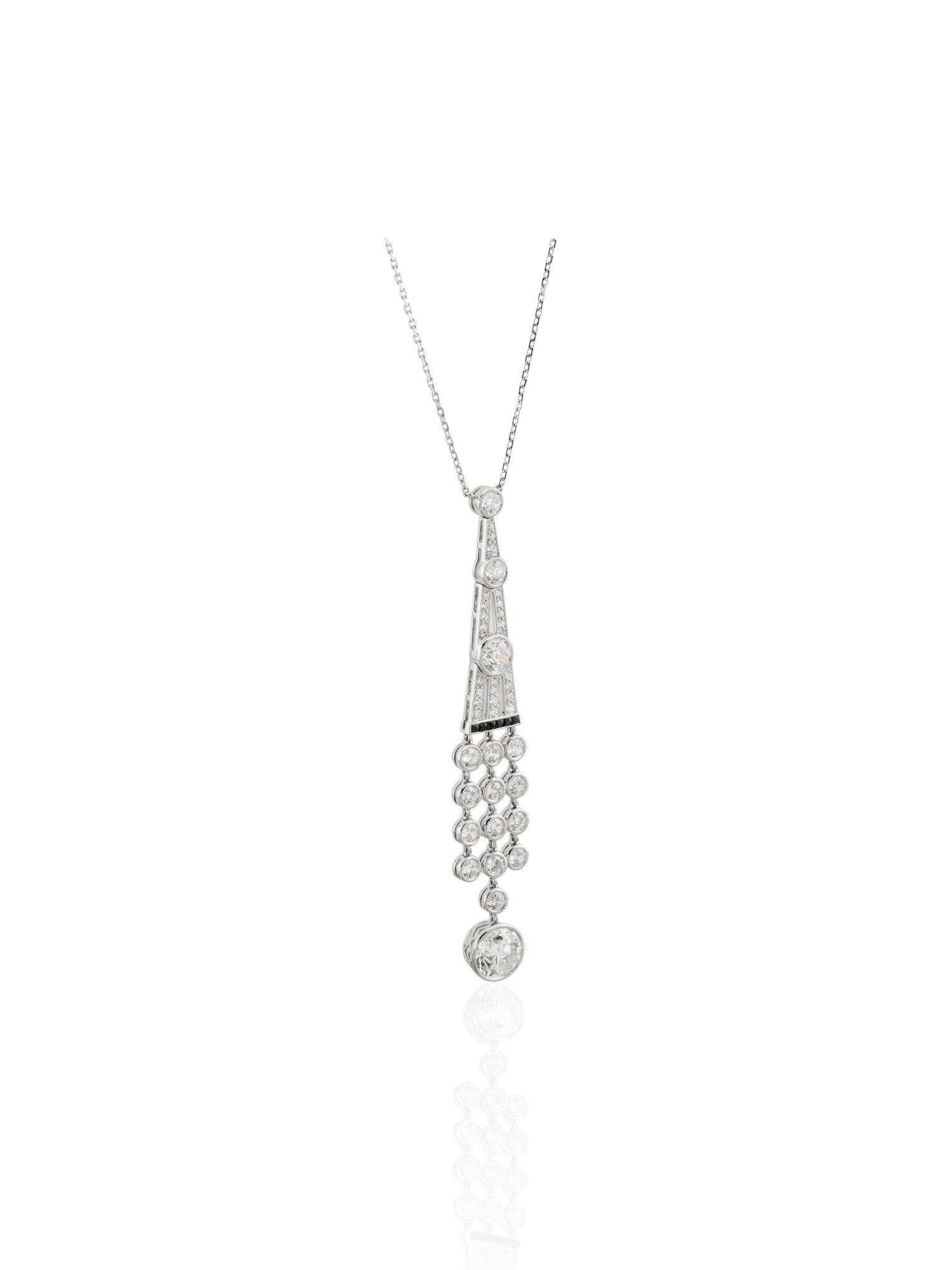 Sophia D Art Deco Diamond Drop Necklace in Platinum