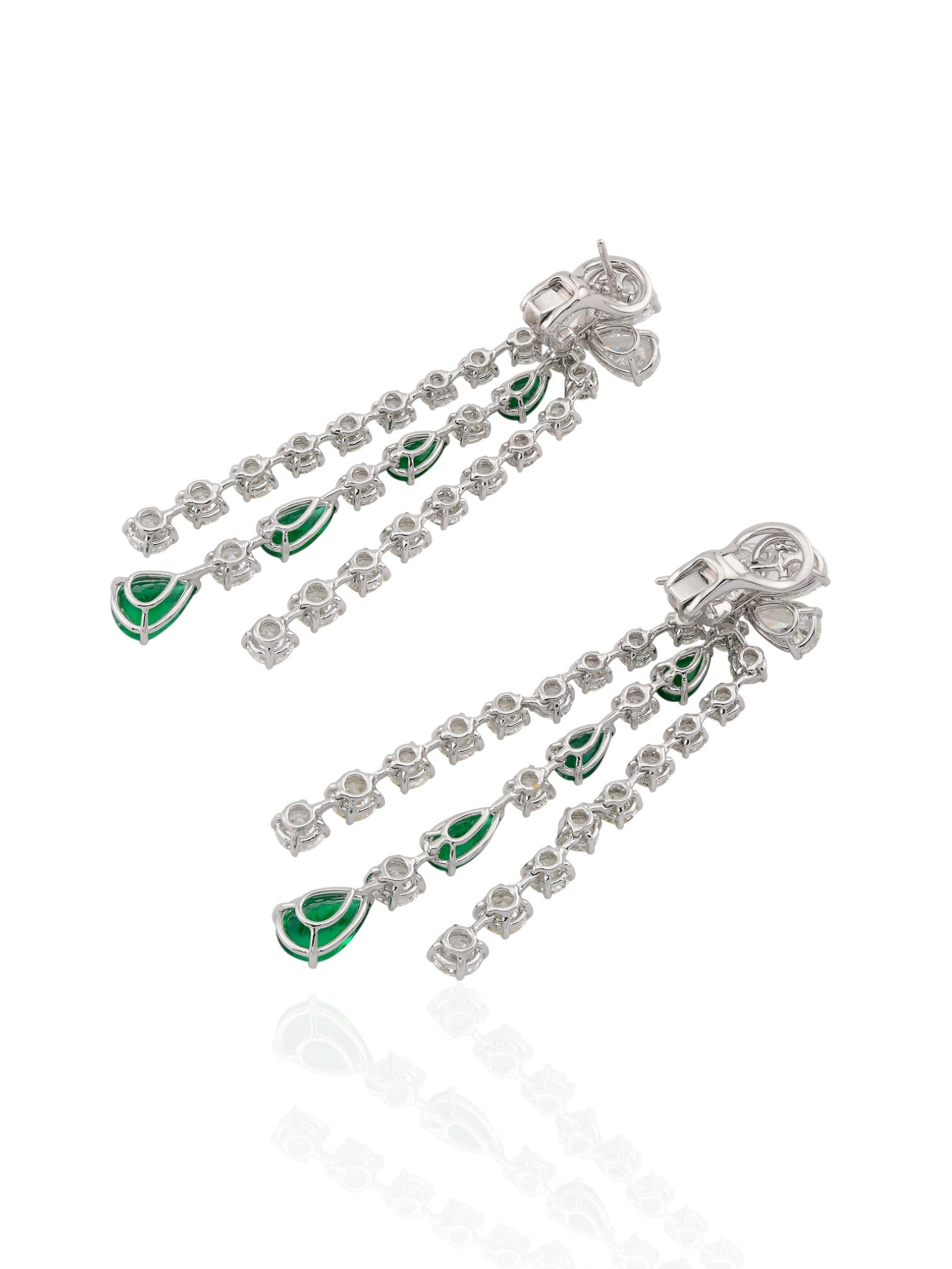 Sophia D Emerald and Diamond Drop Earrings in Platinum