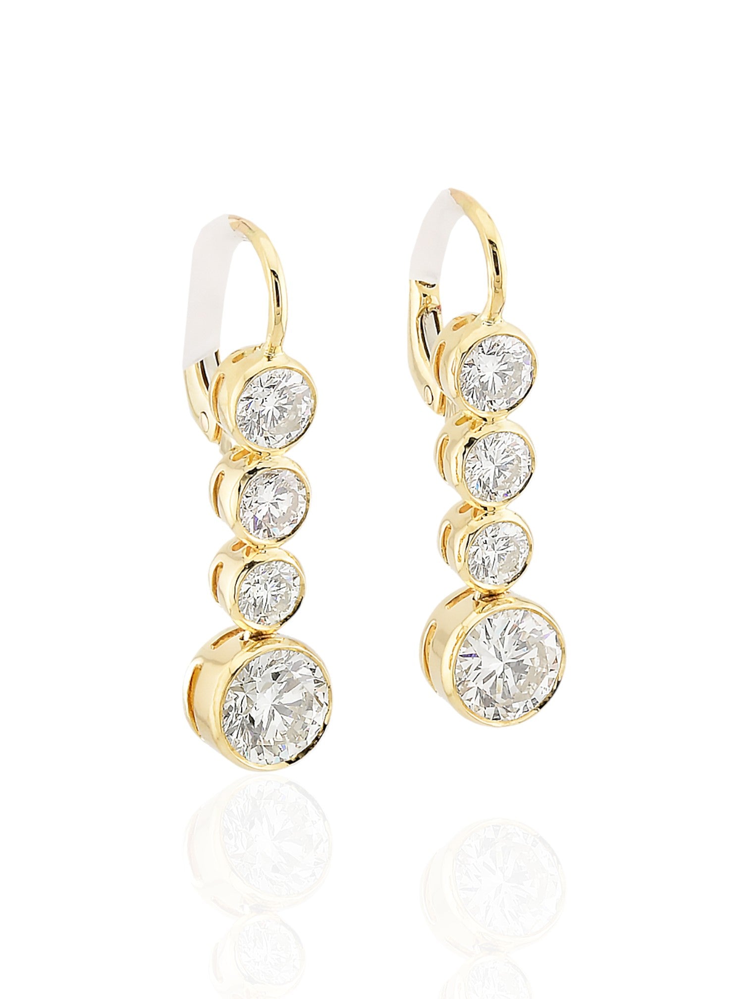 Sophia D Round Diamond Drop Earrings in 18K Yellow Gold