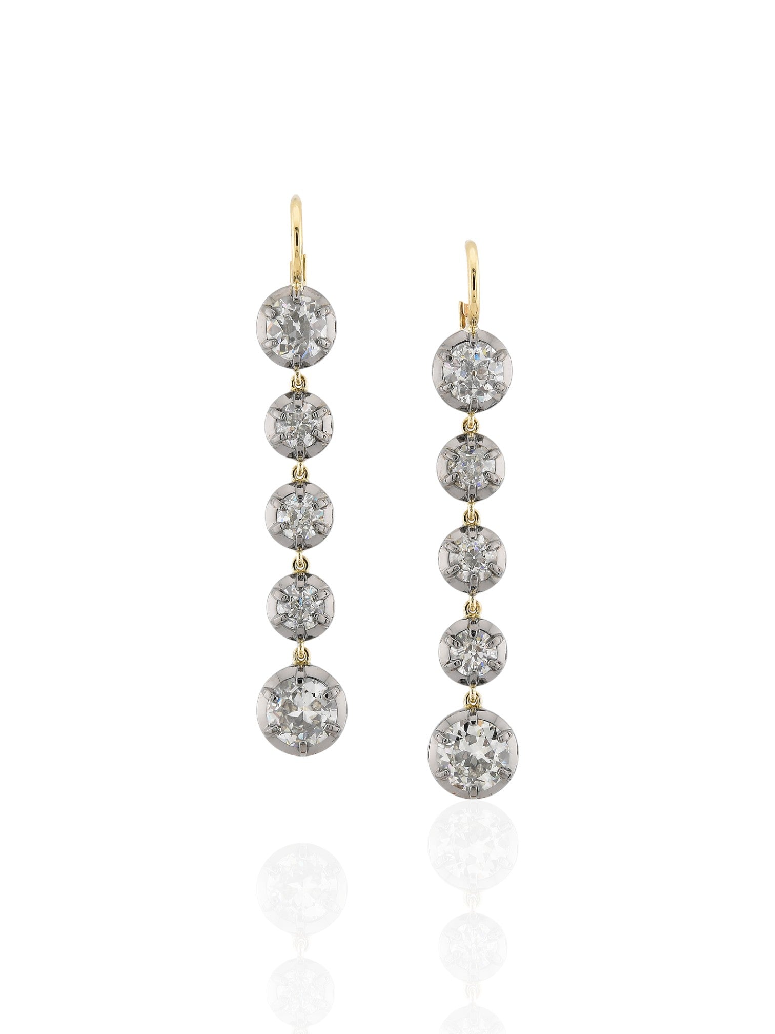 Sophia D Round Diamond Drop Earrings in 18K Yellow Gold and Silver