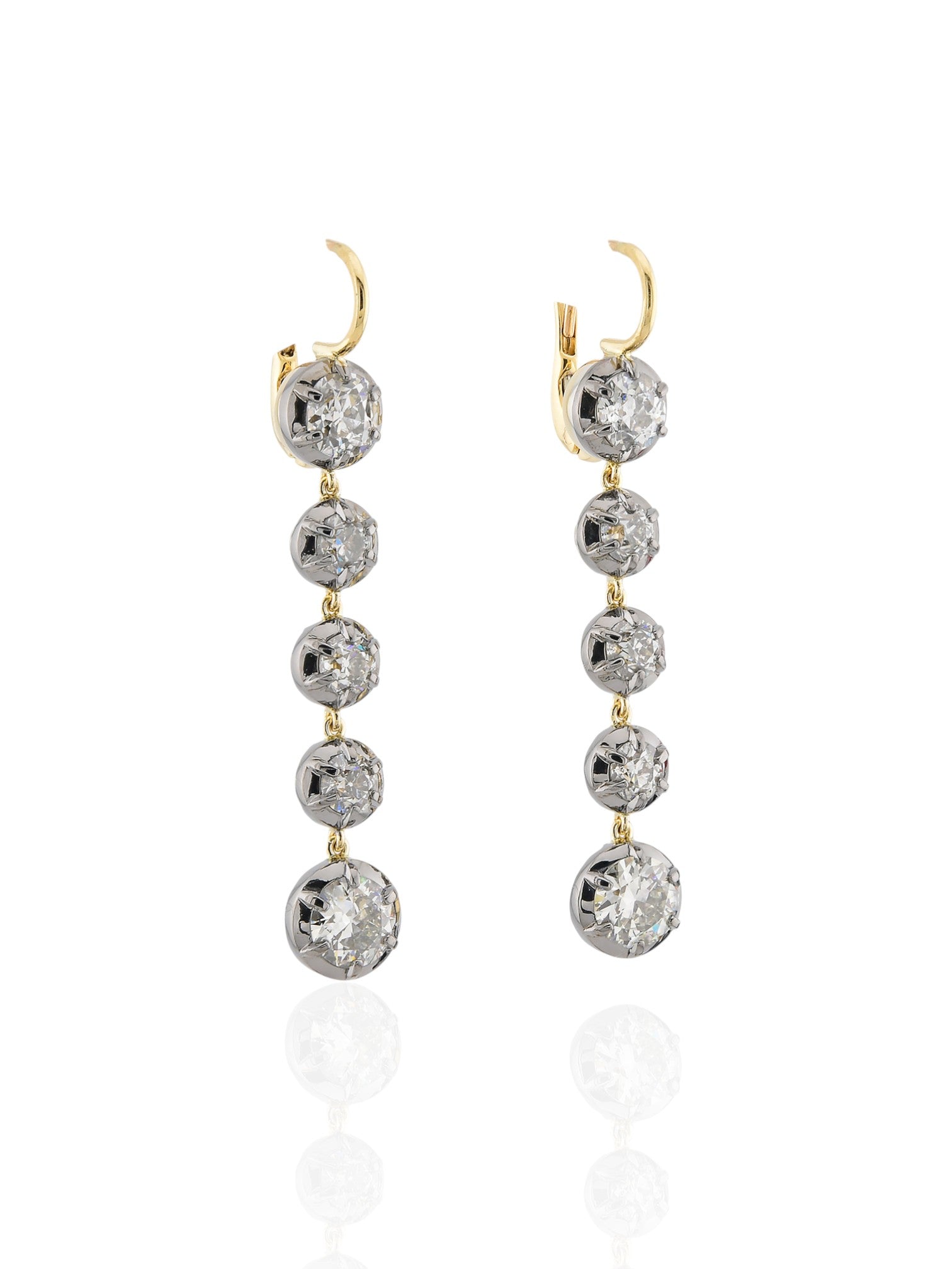 Sophia D Round Diamond Drop Earrings in 18K Yellow Gold and Silver