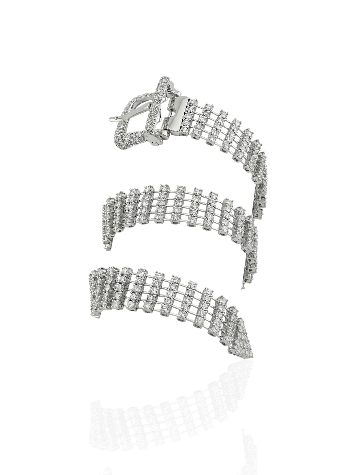 Sophia D Art Deco Diamond Buckle Wrap Bracelet-Choker Platinum