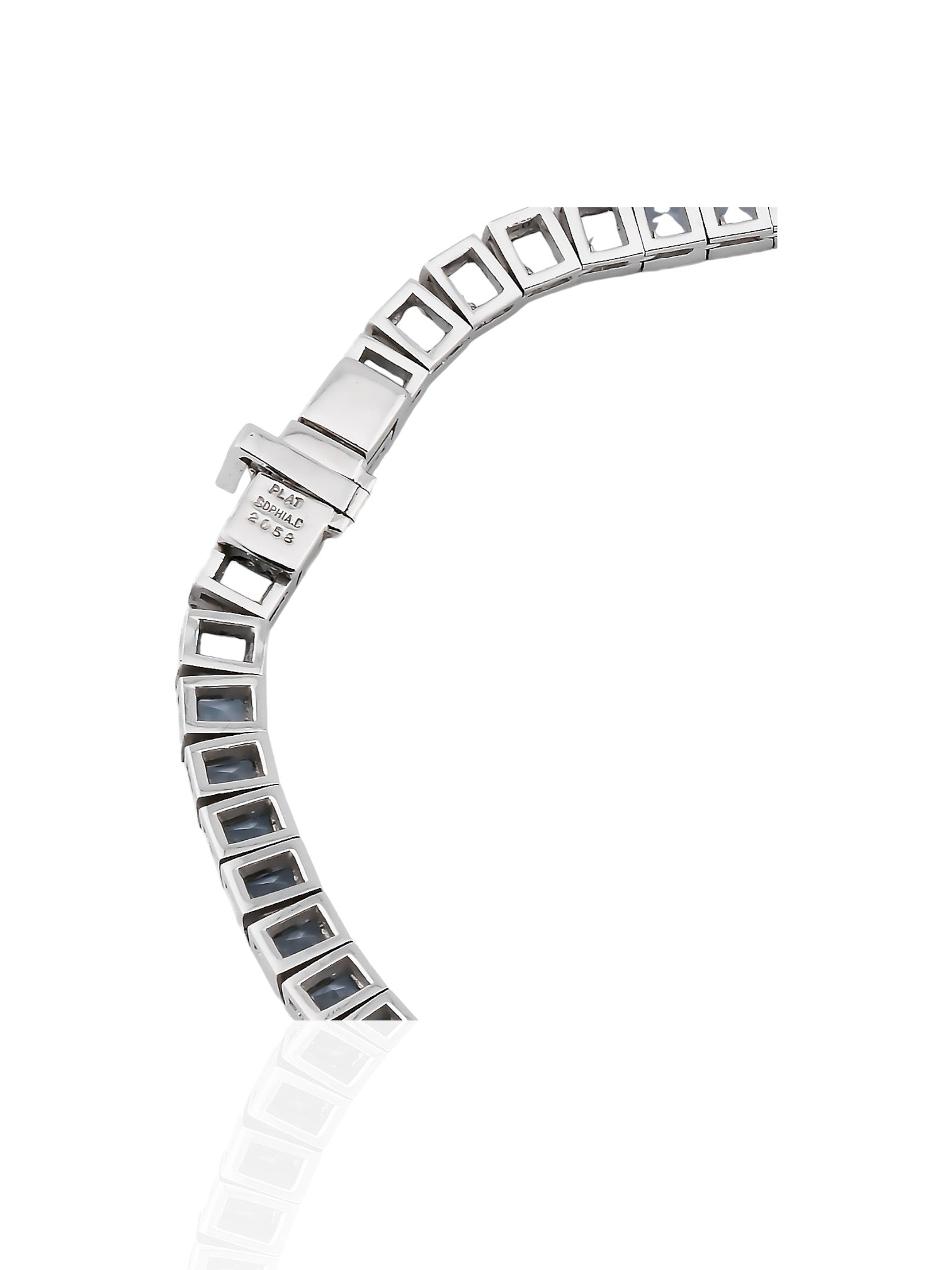 Sophia D Art Deco Aquamarine, Sapphire and Diamond Necklace in Platinum