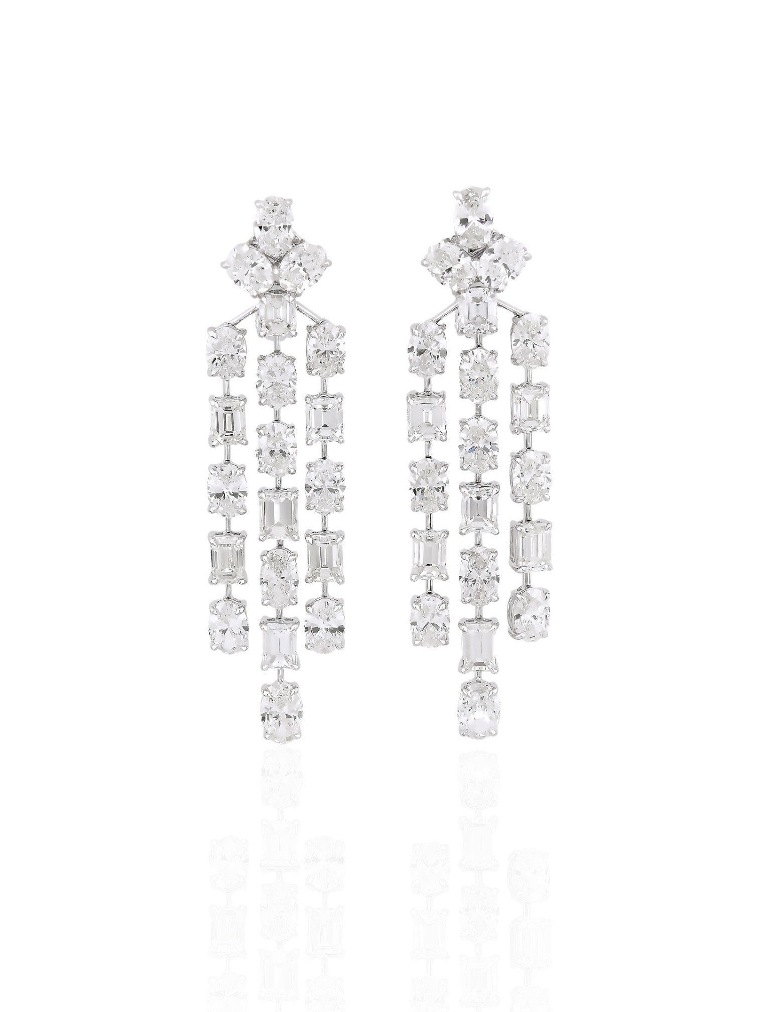 Sophia D Graduated Diamond Chandelier Earrings in Platinum