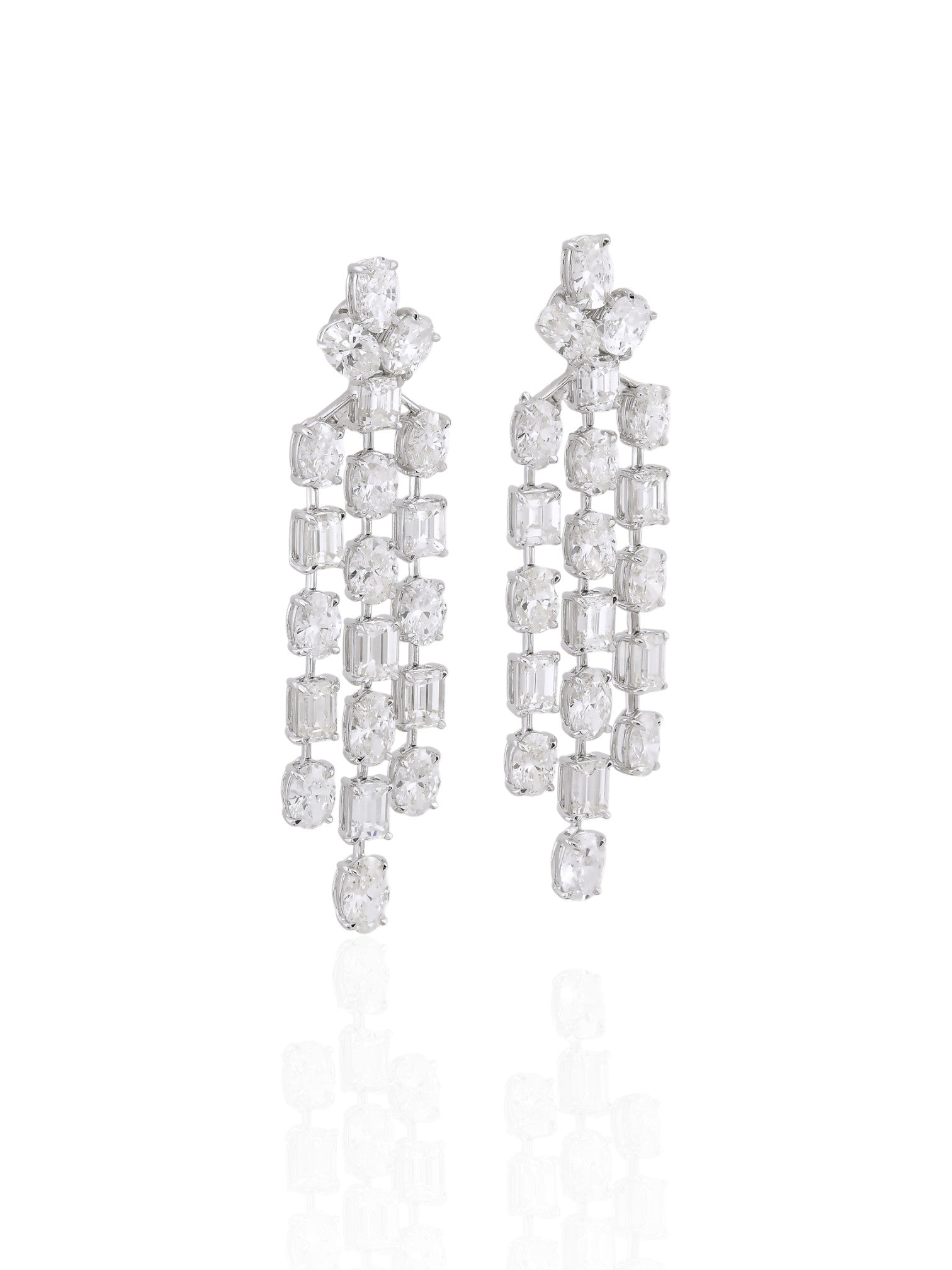 Sophia D Graduated Diamond Chandelier Earrings in Platinum