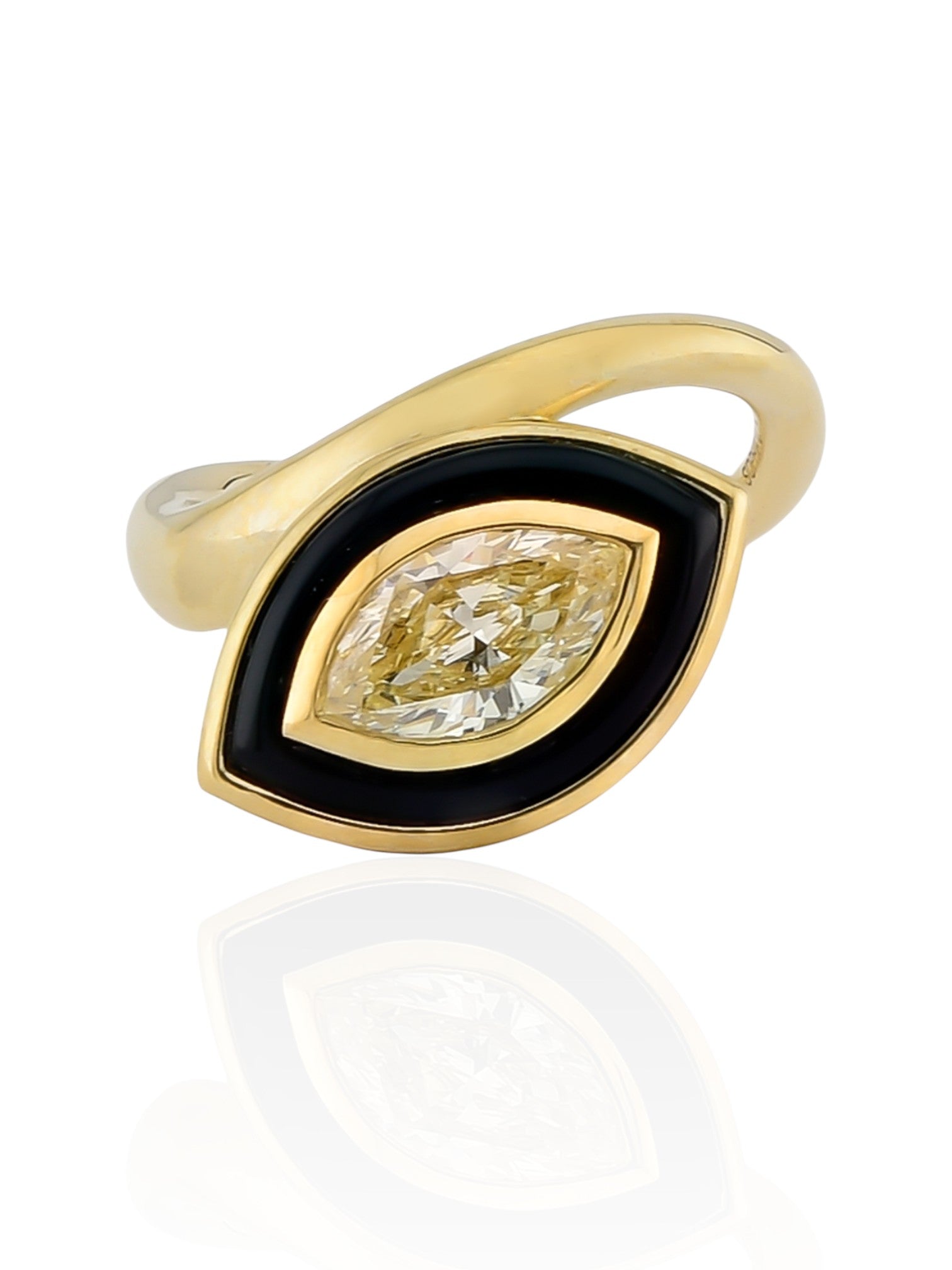 Sophia D Marquise Diamond and Onyx Statement Ring in 18K Yellow Gold