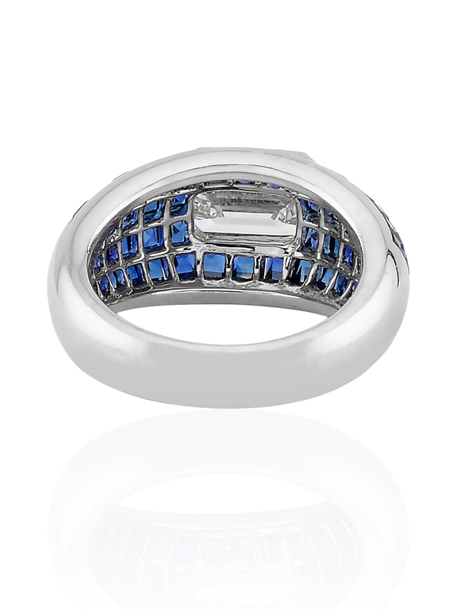 Sophia D Art Deco Mosaic Sapphire and Emerald-Cut Diamond Ring