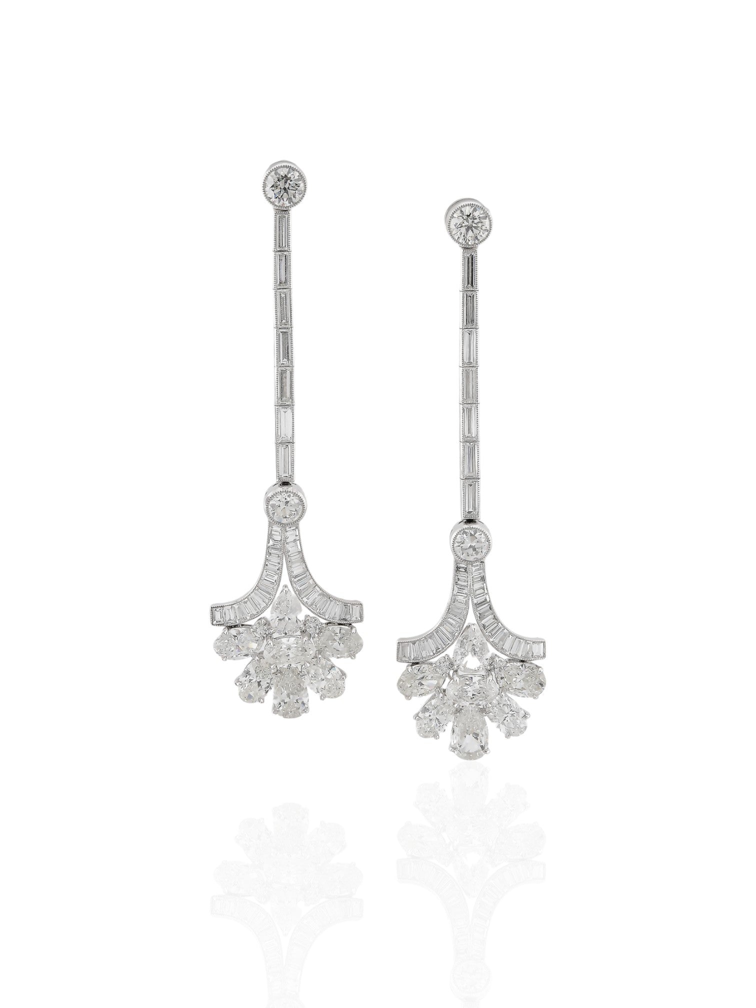 Sophia D Art Deco Diamond Drop Earrings Platinum