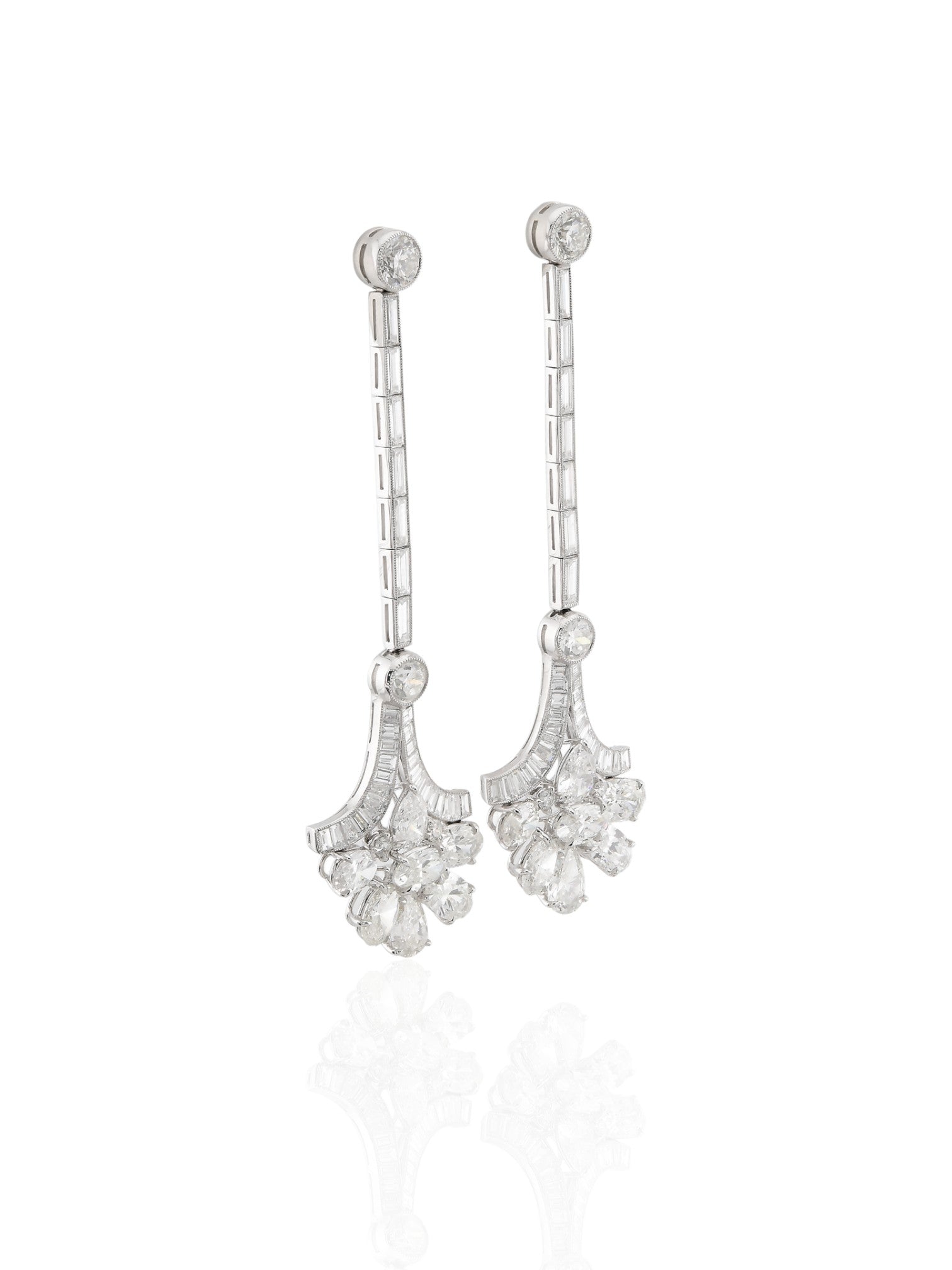 Sophia D Art Deco Diamond Drop Earrings Platinum