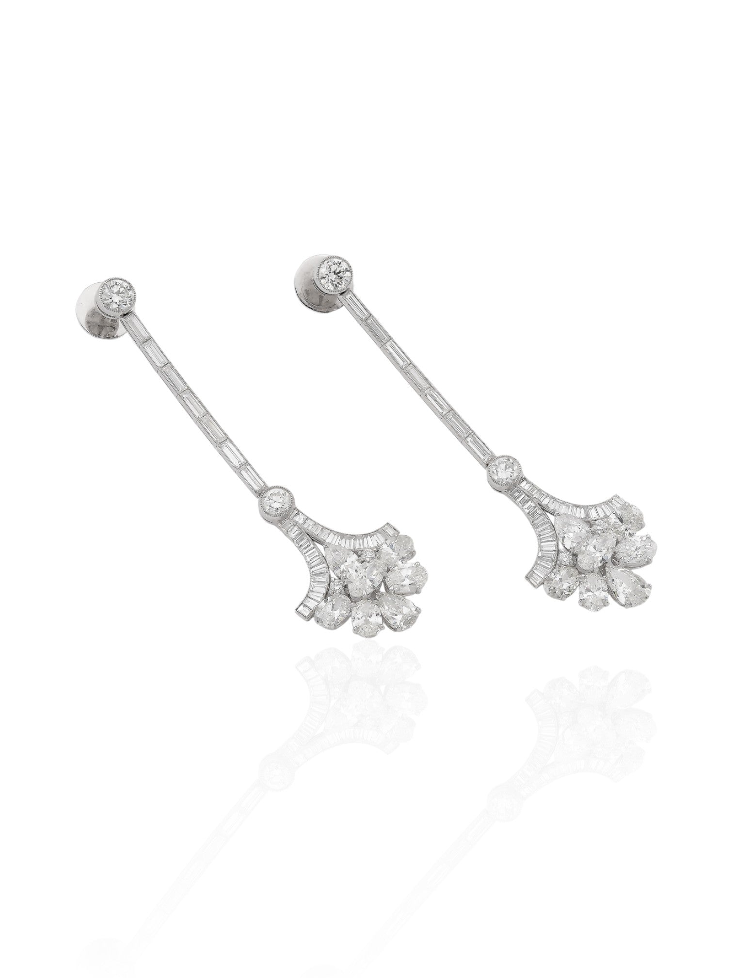 Sophia D Art Deco Diamond Drop Earrings Platinum