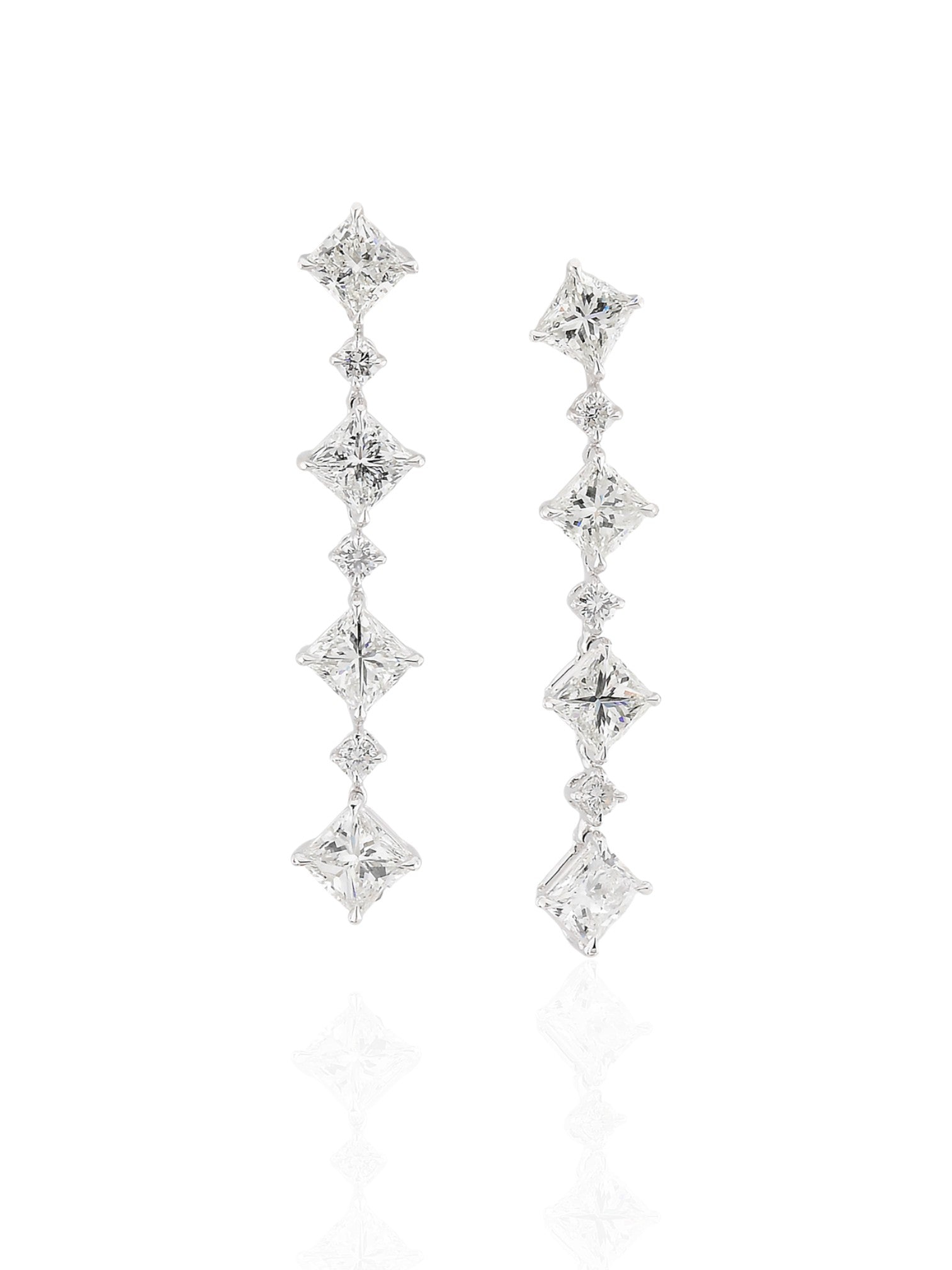 Sophia D Art Deco Princess-Cut Diamond Drop Earrings Platinum