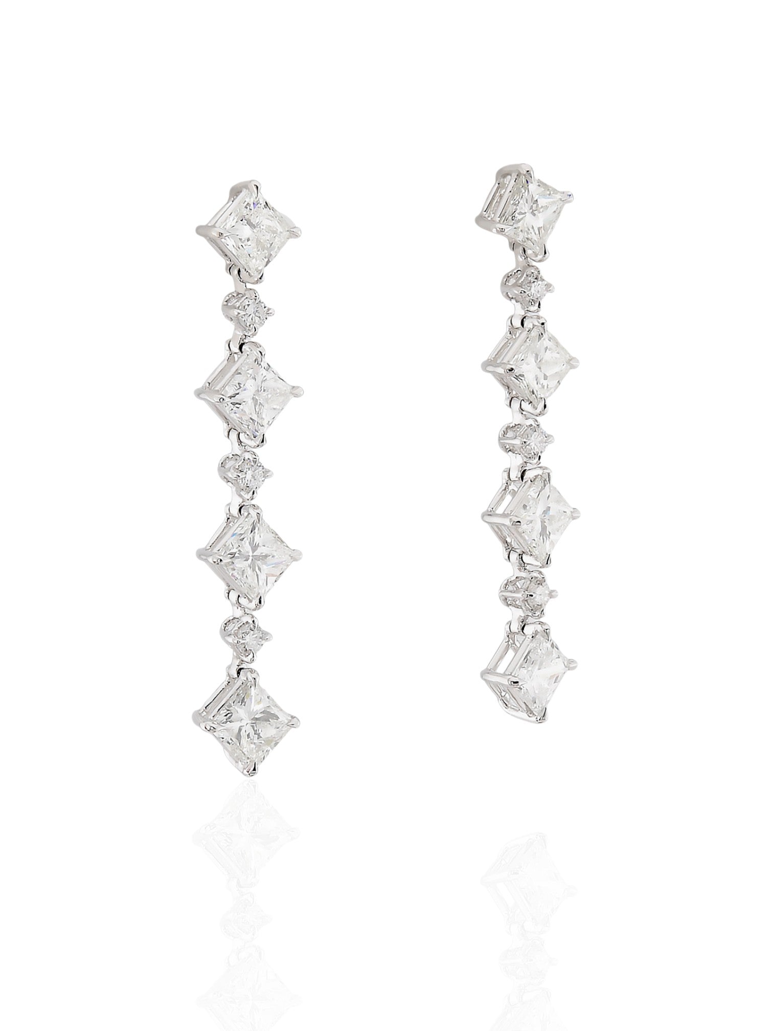 Sophia D Art Deco Princess-Cut Diamond Drop Earrings Platinum