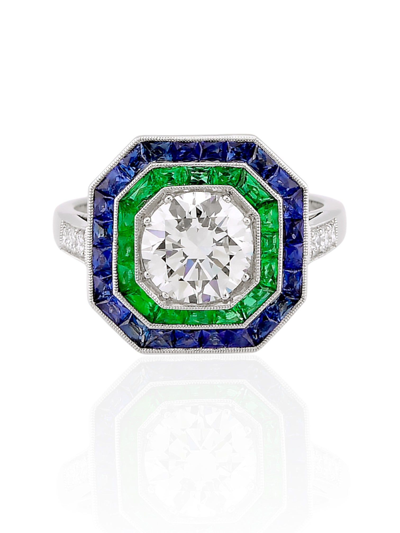 Sophia D Art Deco Round Diamond Mosaic Ring in Platinum