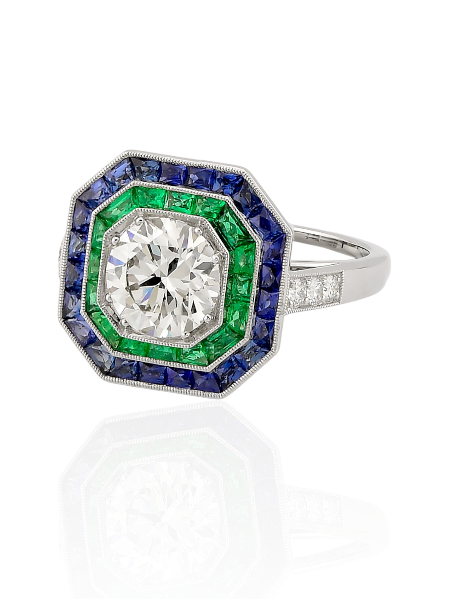 Sophia D Art Deco Round Diamond Mosaic Ring in Platinum