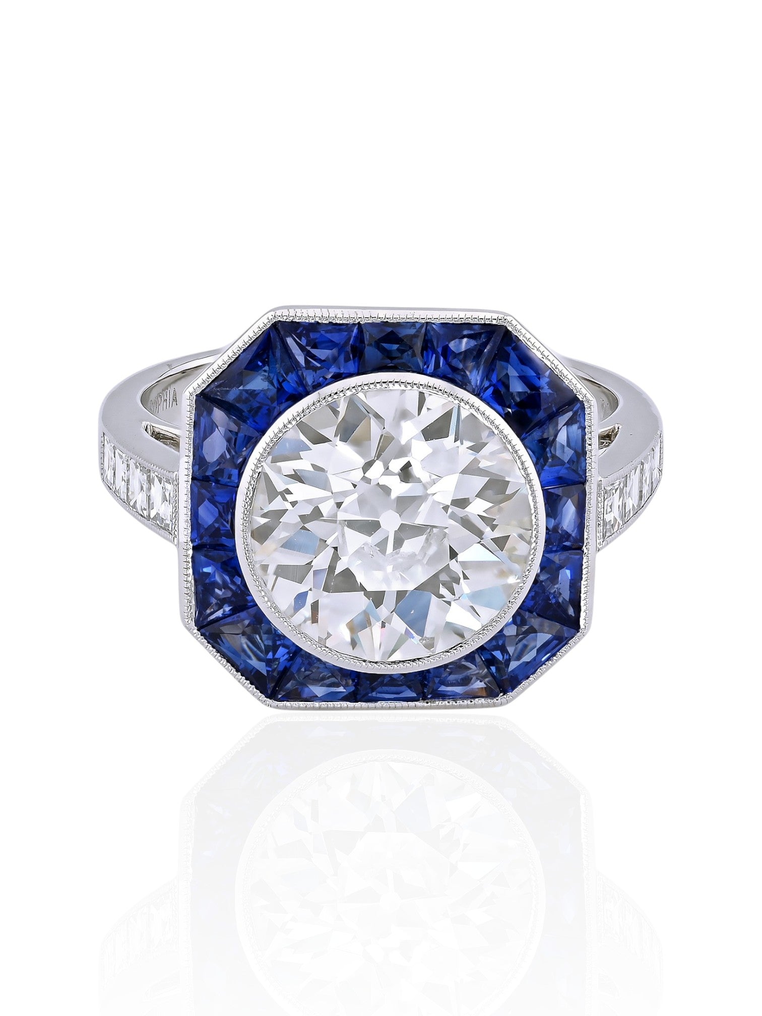 Sophia D Sapphire and Diamond Mosaic Ring Platinum