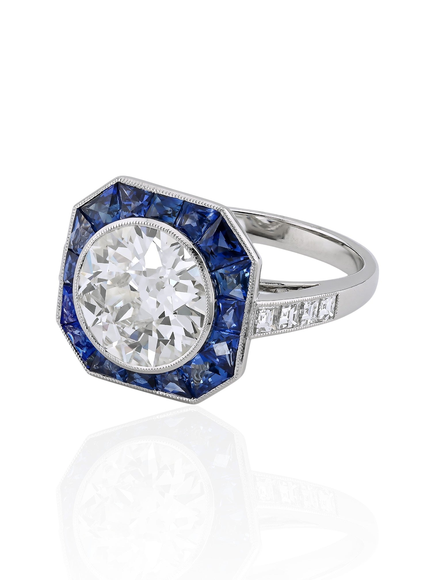 Sophia D Sapphire and Diamond Mosaic Ring Platinum