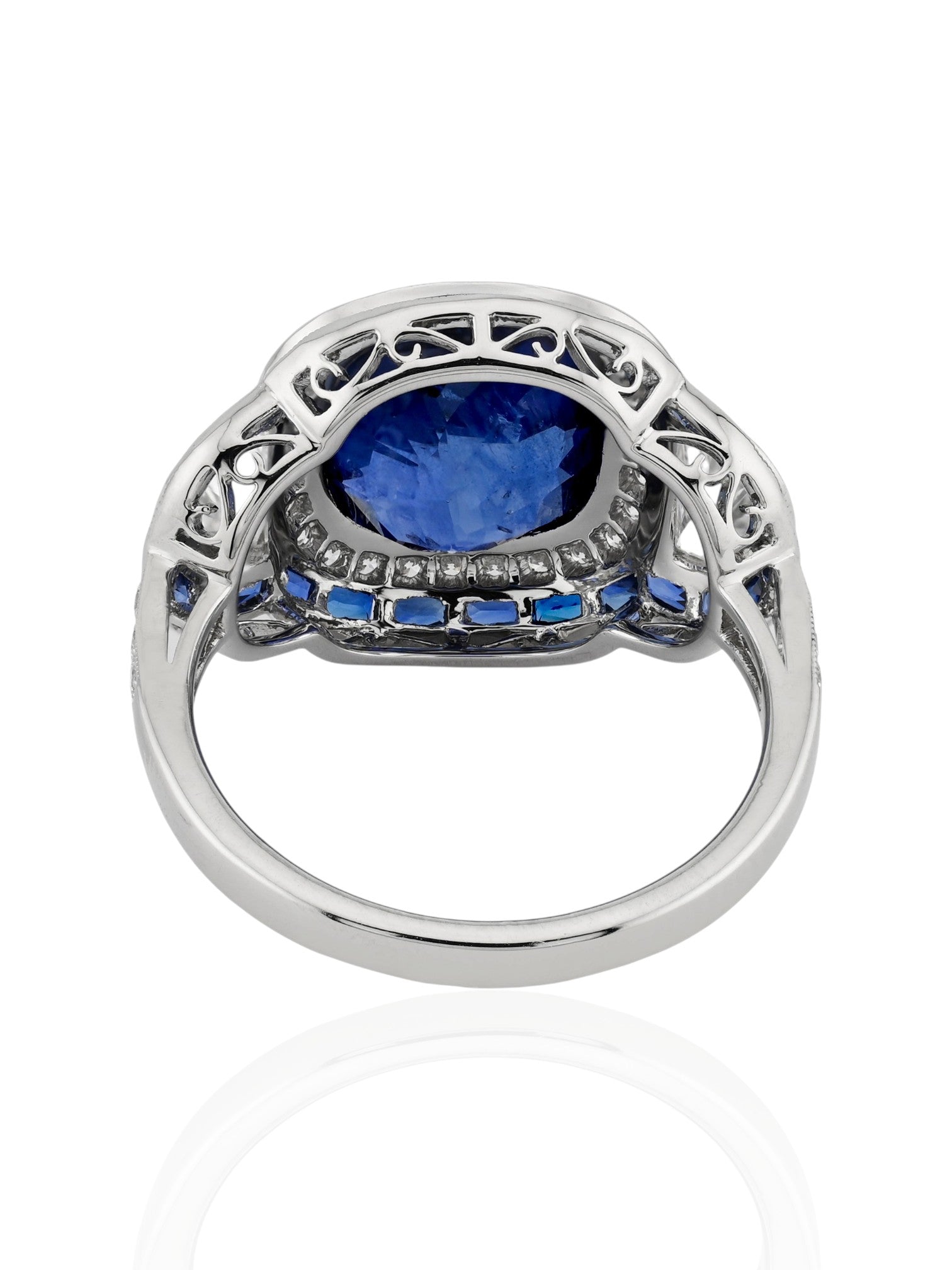 Sophia D Art Deco Style Sapphire and Diamond Ring Platinum