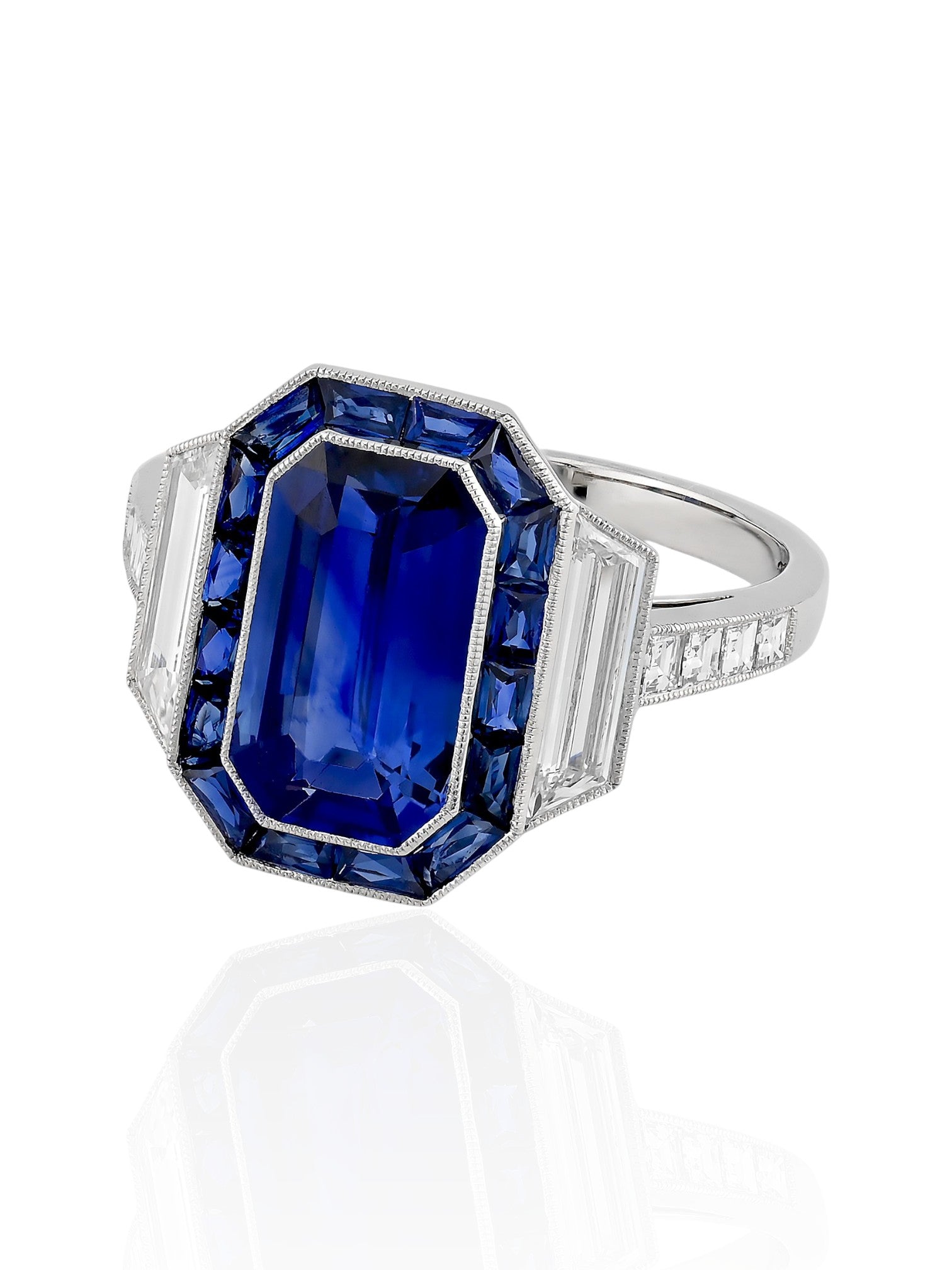 Sophia D Art Deco Sapphire and Diamond Ring Platinum