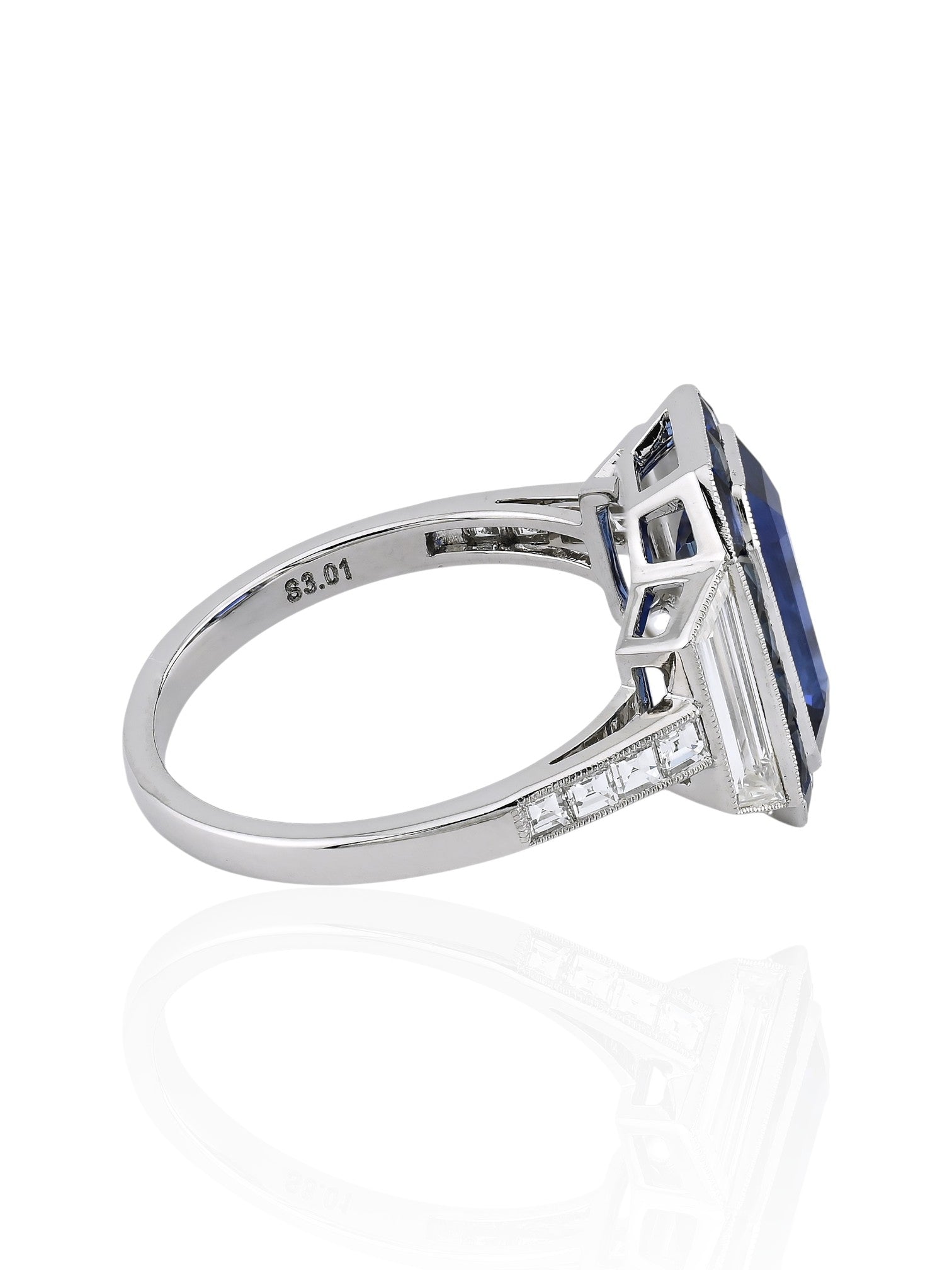 Sophia D Art Deco Sapphire and Diamond Ring Platinum